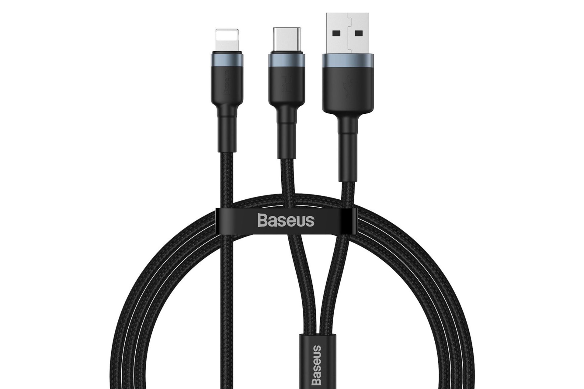 کابل شارژ USB باسئوس USB+Type-C به Lightning مدل Cafule 2-in-1 با طول 1.2 متر مشکی