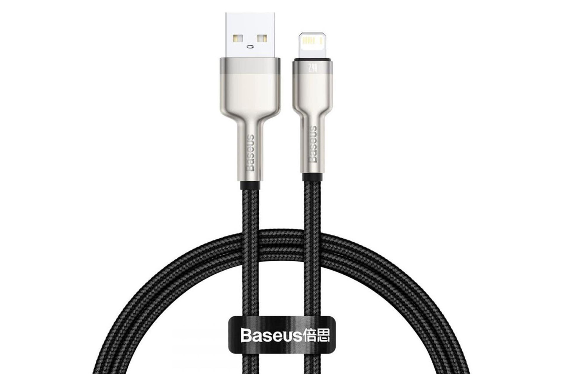 کابل شارژ USB باسئوس USB به Lightning مدل Cafule Metal با طول 0.25 متر مشکی