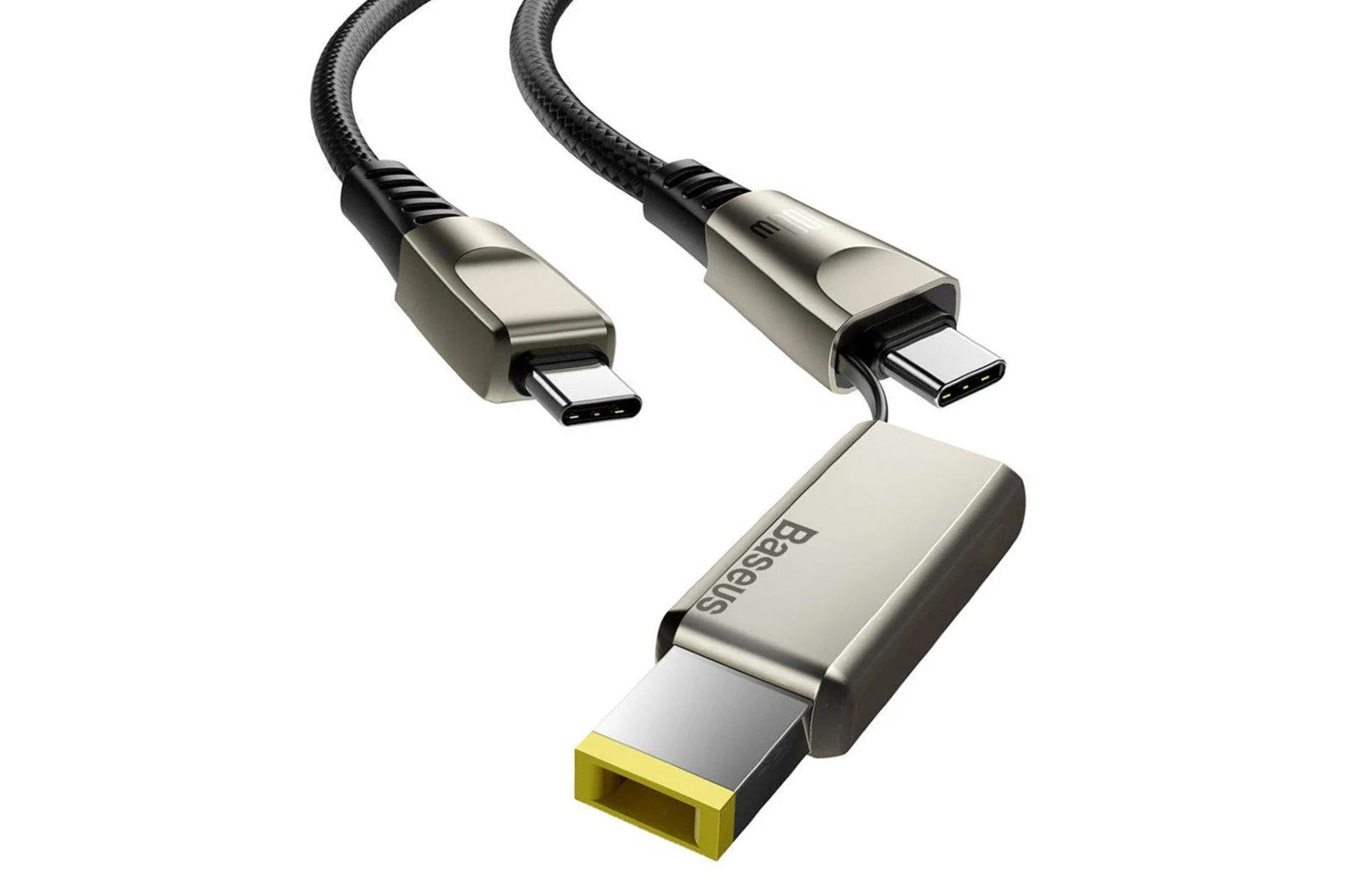 کانکتور کابل شارژ USB باسئوس Type-C به Type-C+DC مدل Flash Series One-for-two با طول 2 متر