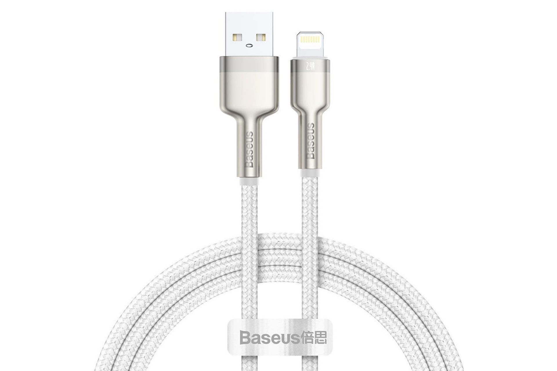 کابل شارژ USB باسئوس USB به Lightning مدل Cafule Metal با طول 1 متر سفید