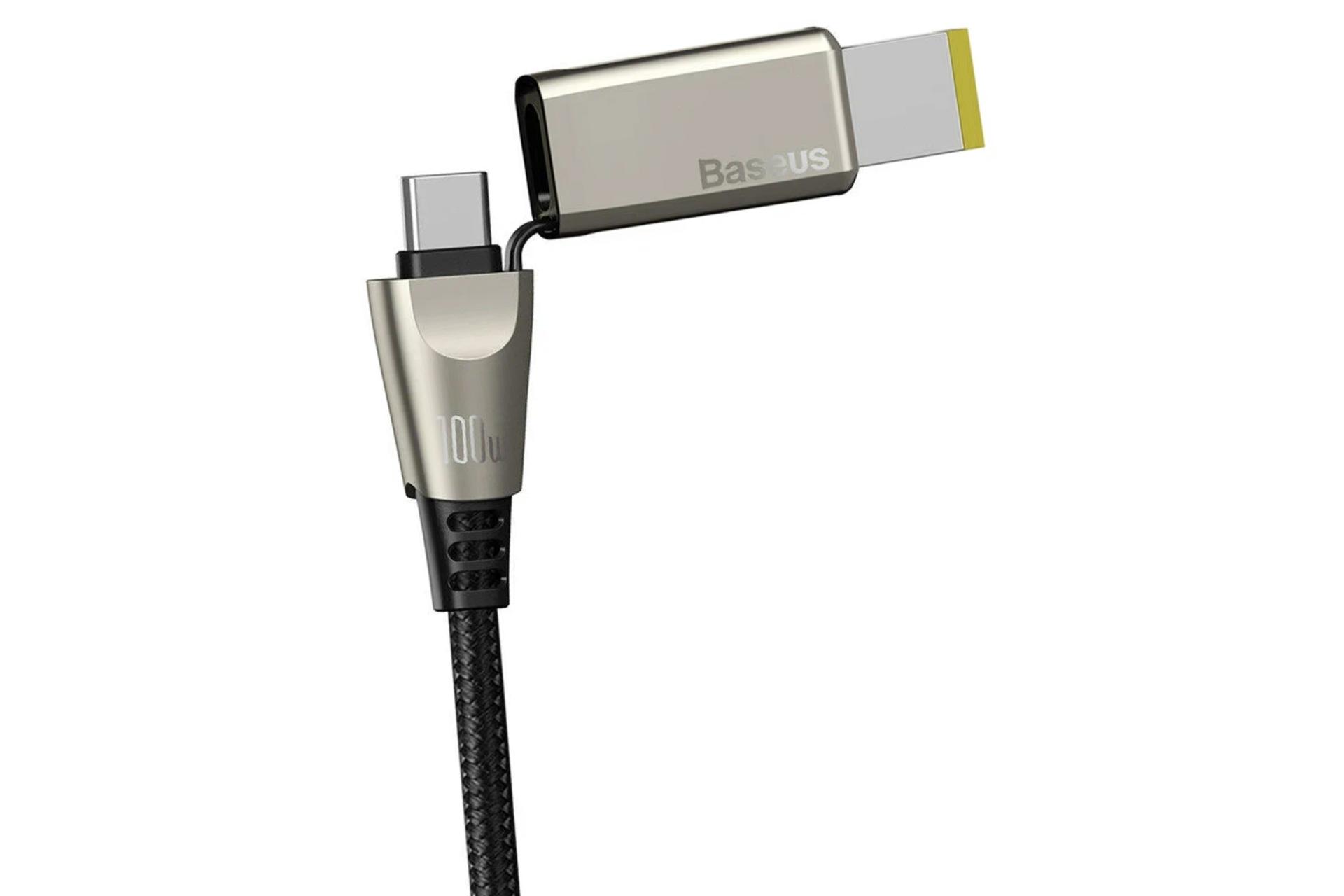 کابل شارژ USB باسئوس Type-C به Type-C+DC مدل Flash Series One-for-two با طول 2 متر