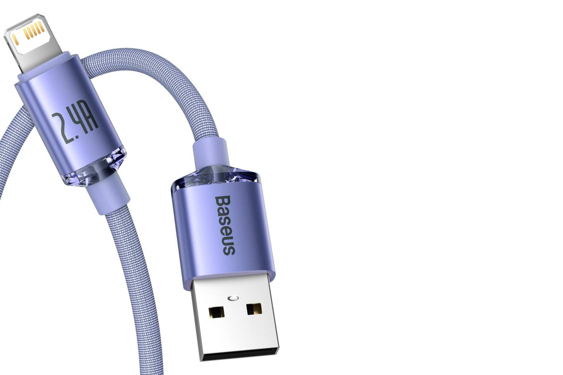 کانکتور کابل شارژ USB باسئوس USB به Lightning مدل Crystal Shine با طول 1.2 متر