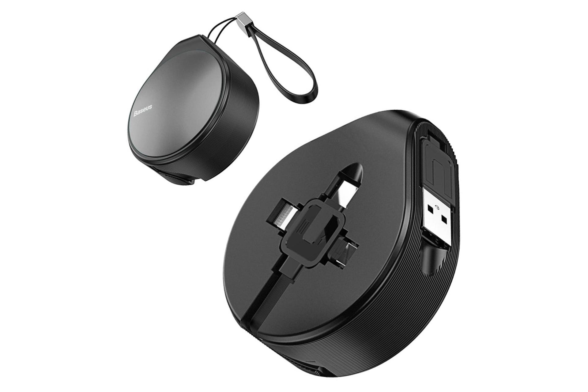 ابعاد کابل شارژ USB باسئوس USB به Type-C+Micro-USB+Lightning مدل Waterdrop 3 in 1 با طول 1.5 متر