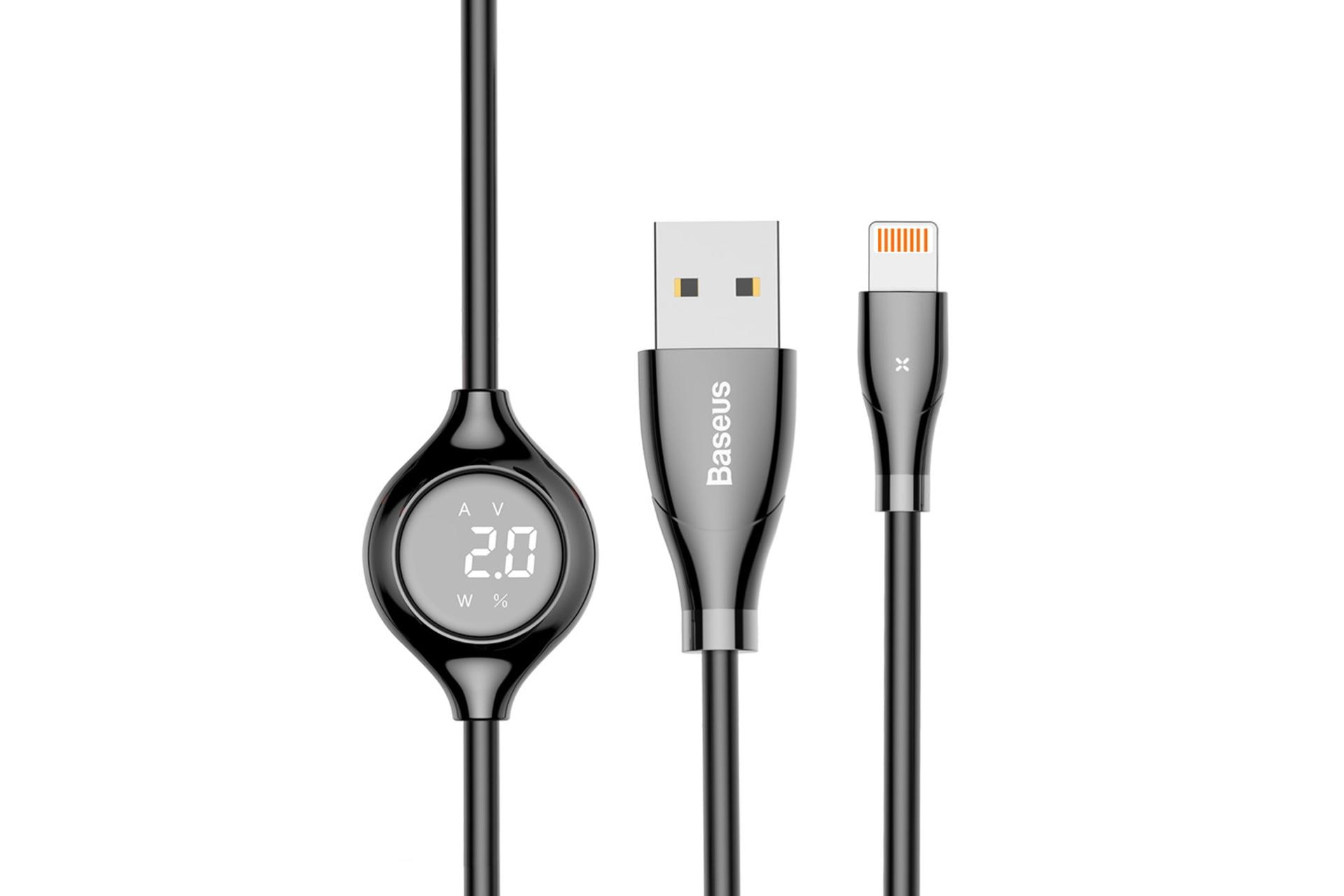 کانکتور کابل شارژ USB باسئوس USB به Lightning مدل Big Eye Digital Display با طول 1.2 متر