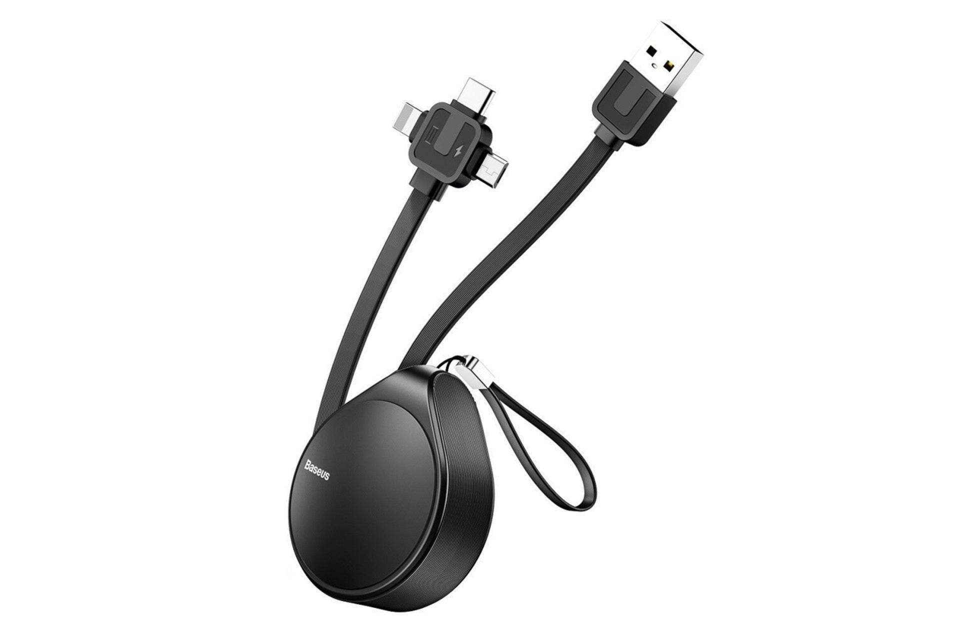 کانکتور کابل شارژ USB باسئوس USB به Type-C+Micro-USB+Lightning مدل Waterdrop 3 in 1 با طول 1.5 متر