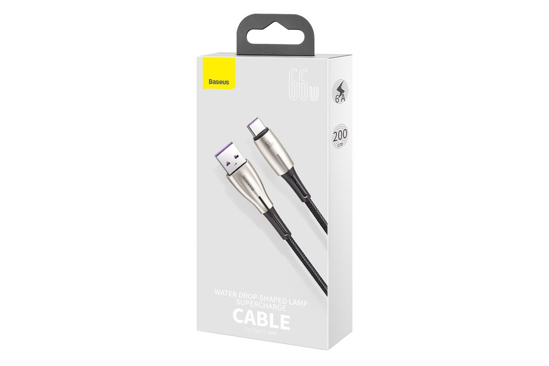 جعبه کابل شارژ USB باسئوس USB به Type-C مدل Water Drop با طول 2 متر