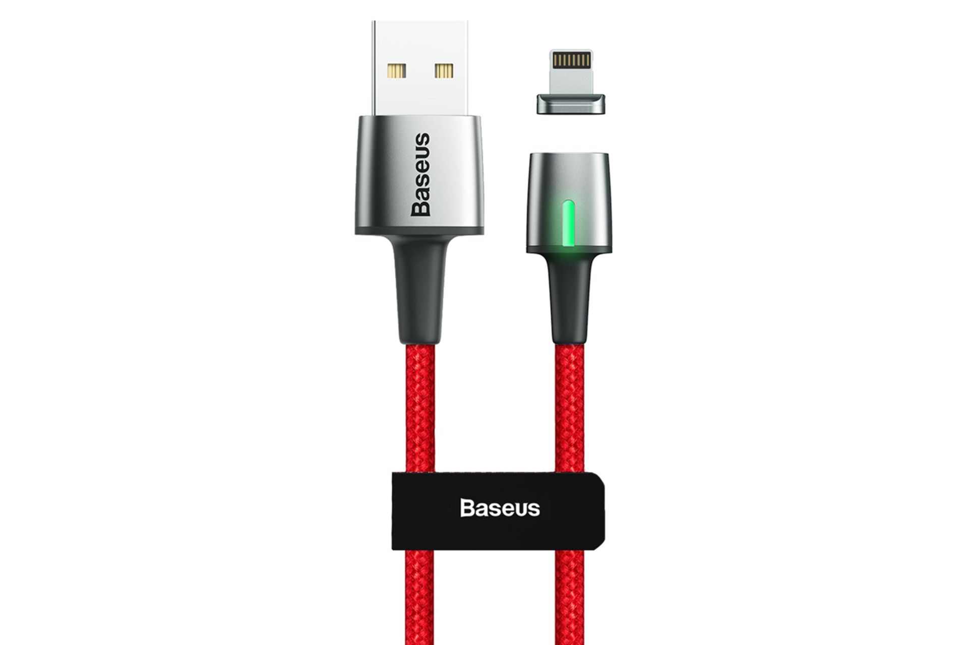 کابل شارژ USB باسئوس USB به Lightning مدل Zinc Magnetic با طول 1 متر قرمز