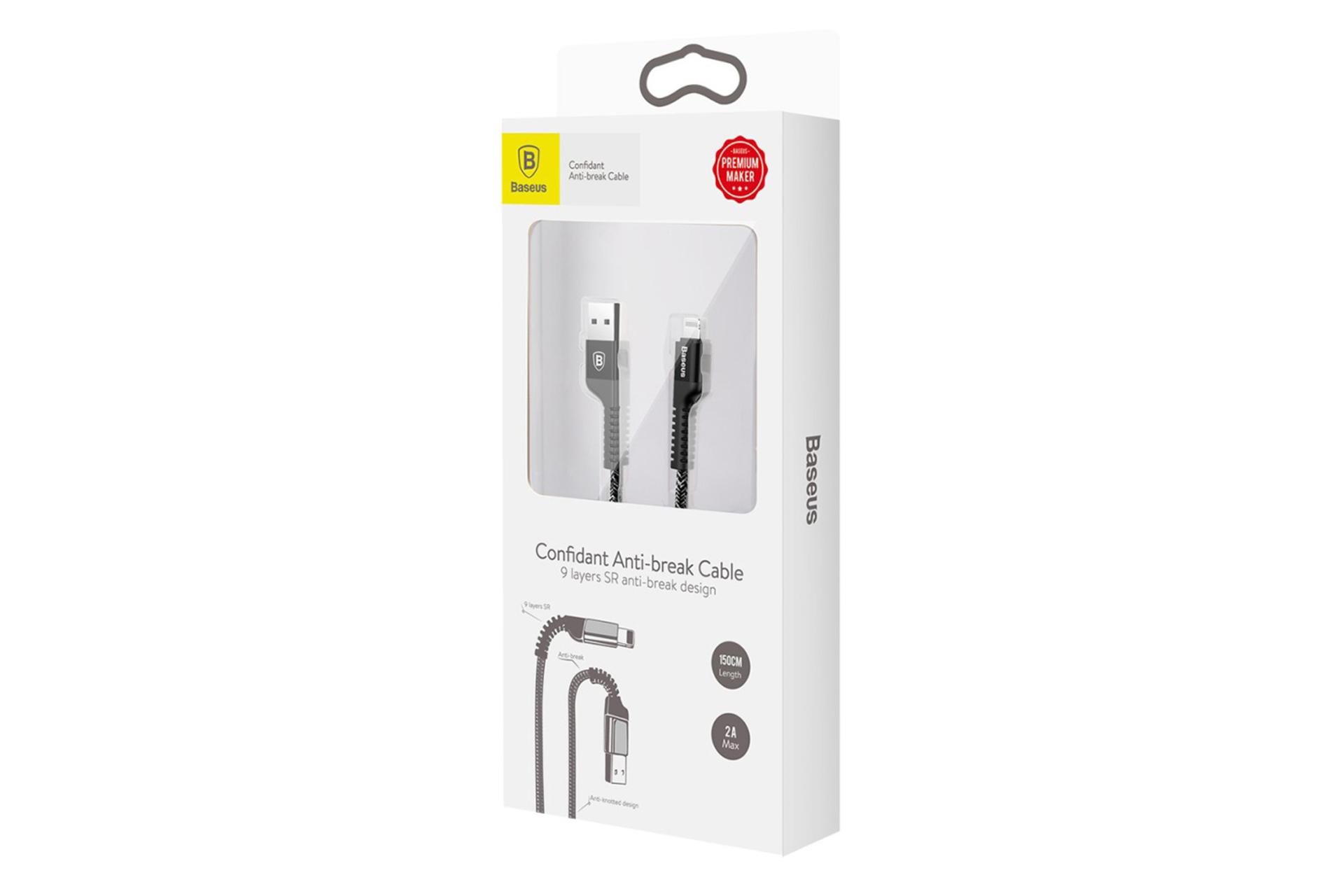 جعبه کابل شارژ USB باسئوس USB به Lightning مدل Confidant Anti-Break با طول 1.5 متر