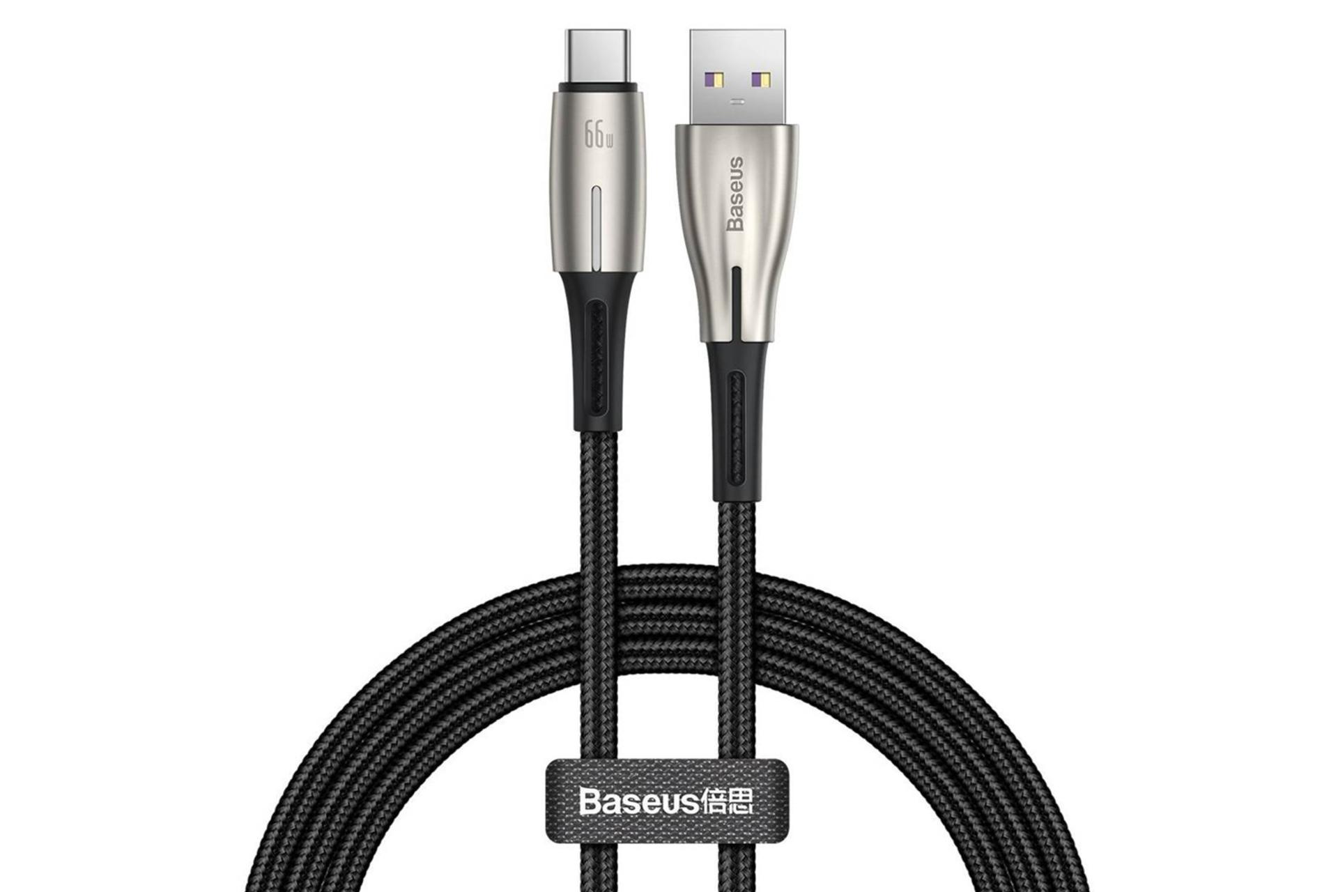 کابل شارژ USB باسئوس USB به Type-C مدل Water Drop با طول 2 متر مشکی
