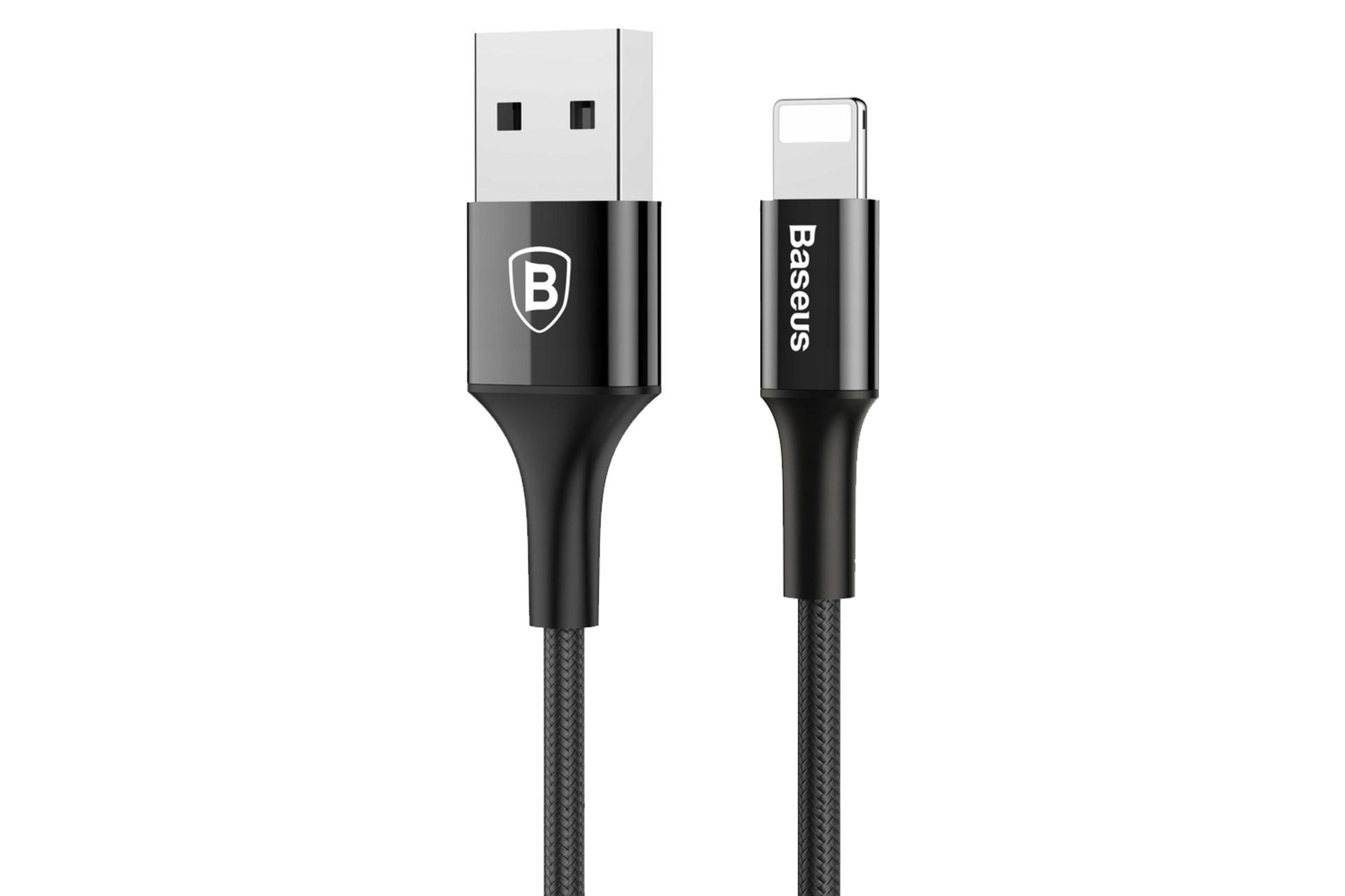 کابل شارژ USB باسئوس USB به Lightning مدل Mirror Metal Design با طول 1 متر مشکی