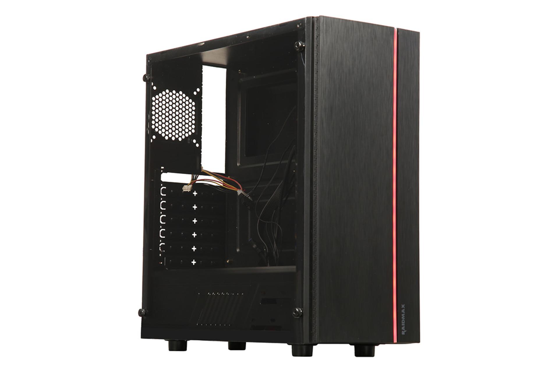 نمای نیم رخ جلو و پنل شیشه‌ای سمت چپ کیس کامپیوتر ریدمکس Blazar X910-FAB