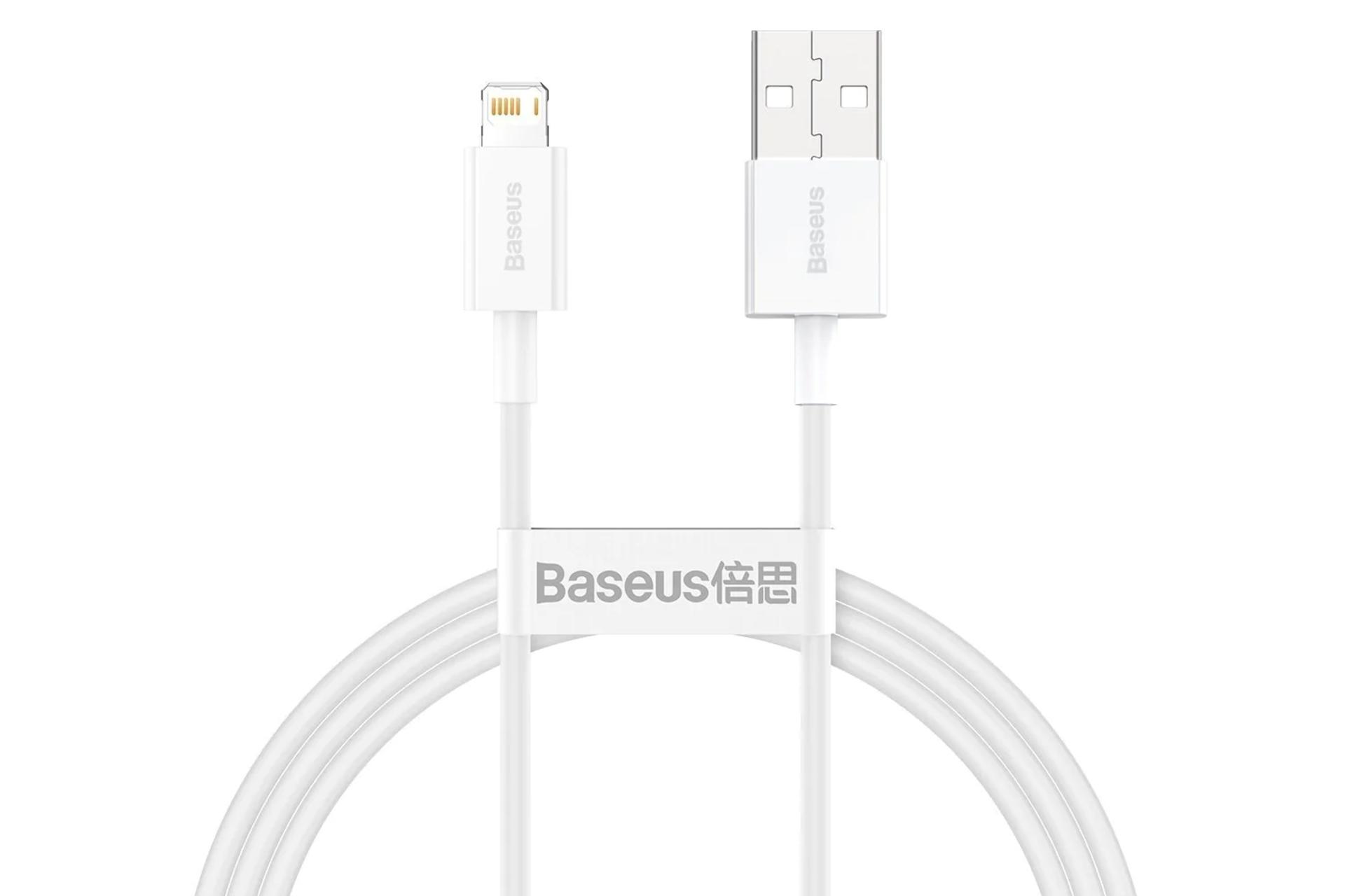 کابل شارژ USB باسئوس USB به Lightning مدل Superior با طول 1 متر سفید
