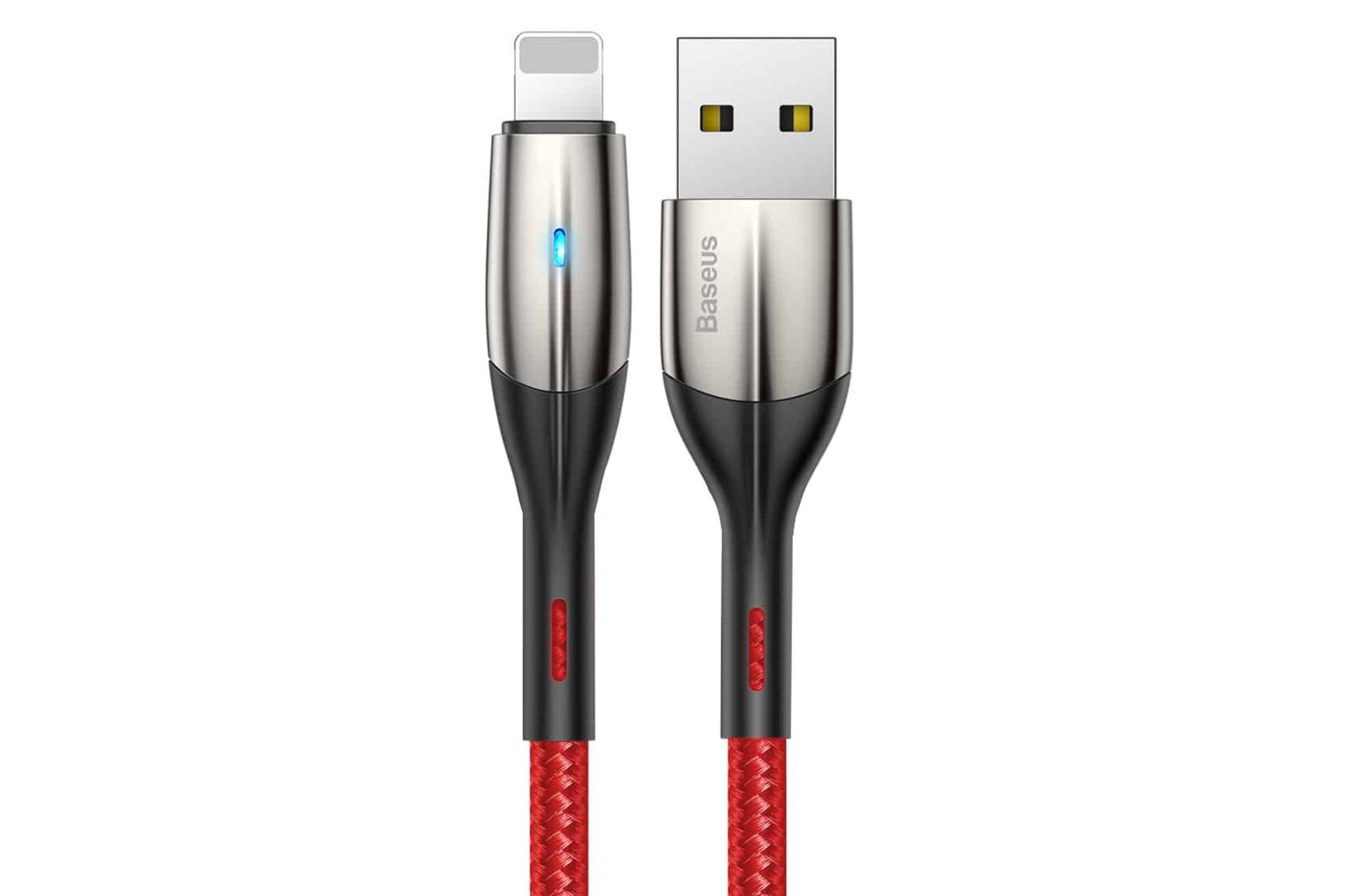 کابل شارژ USB باسئوس USB به Lightning مدل Horizontal با طول 1 متر قرمز