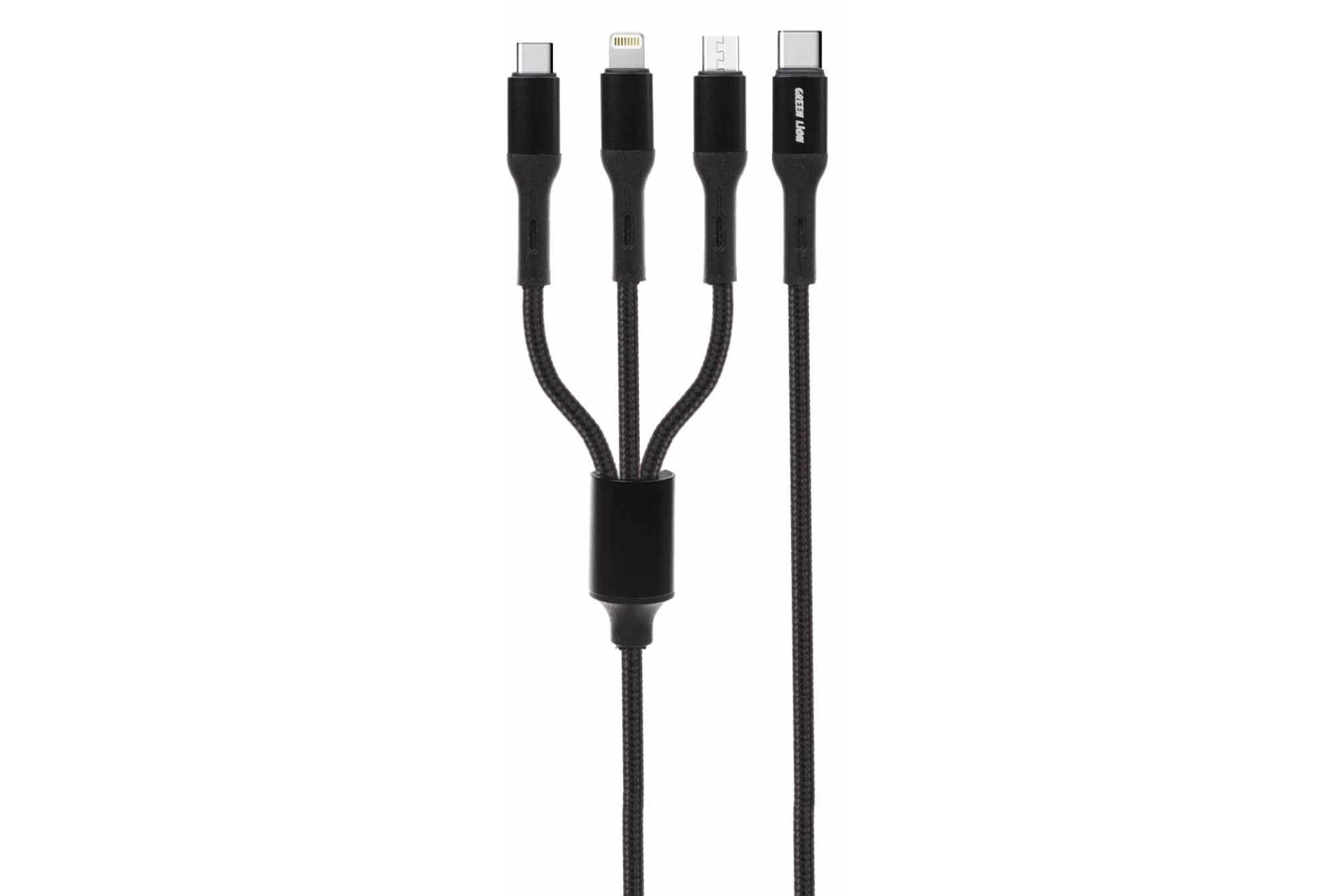 کابل شارژ USB گرین لیون Type-C به Type-C+Micro-USB+Lightning مدل GN3IN1CCBK با طول 1.2 متر