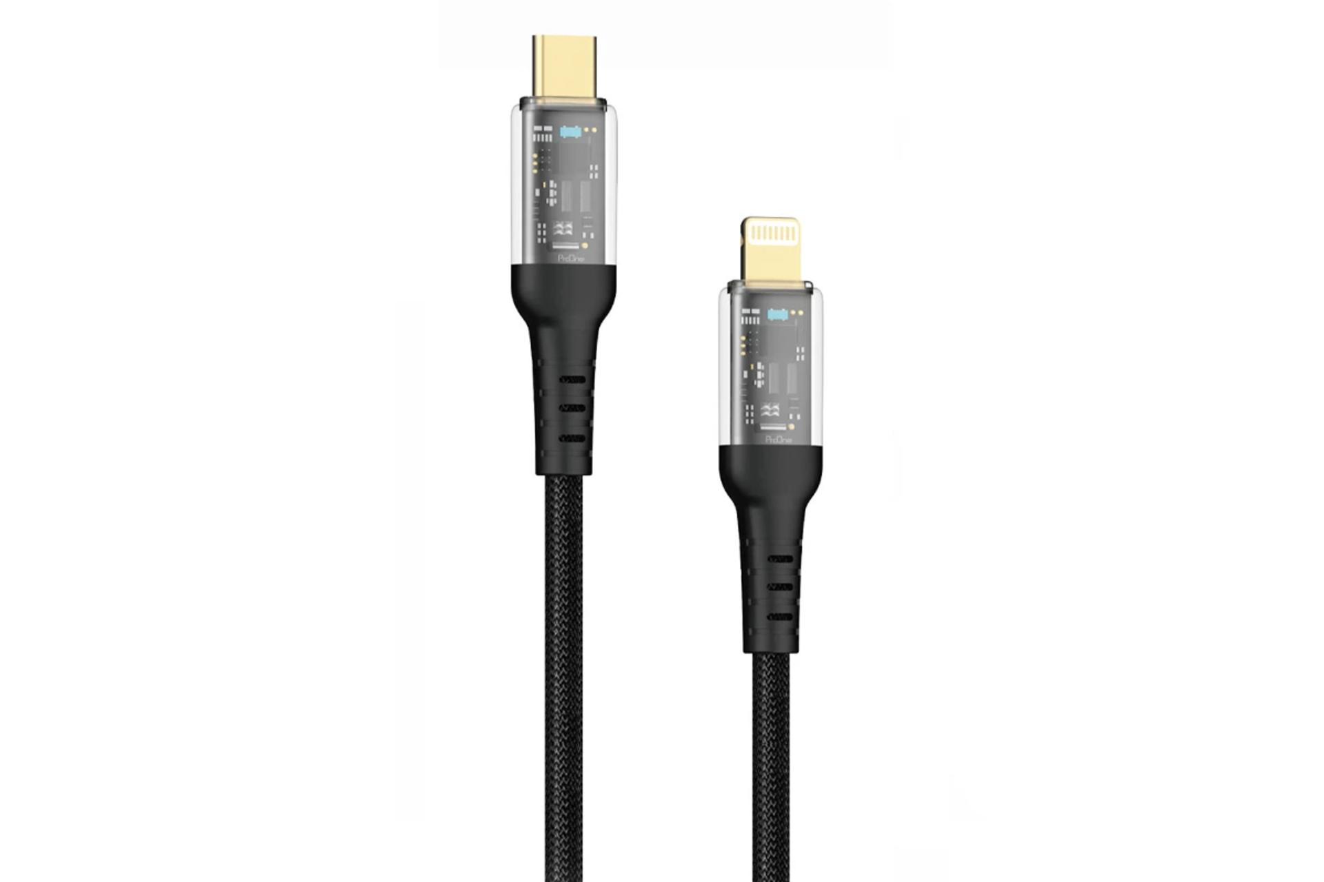 کابل شارژ USB پرو وان Type-C به Lightning مدل PCC114 با طول 1 متر