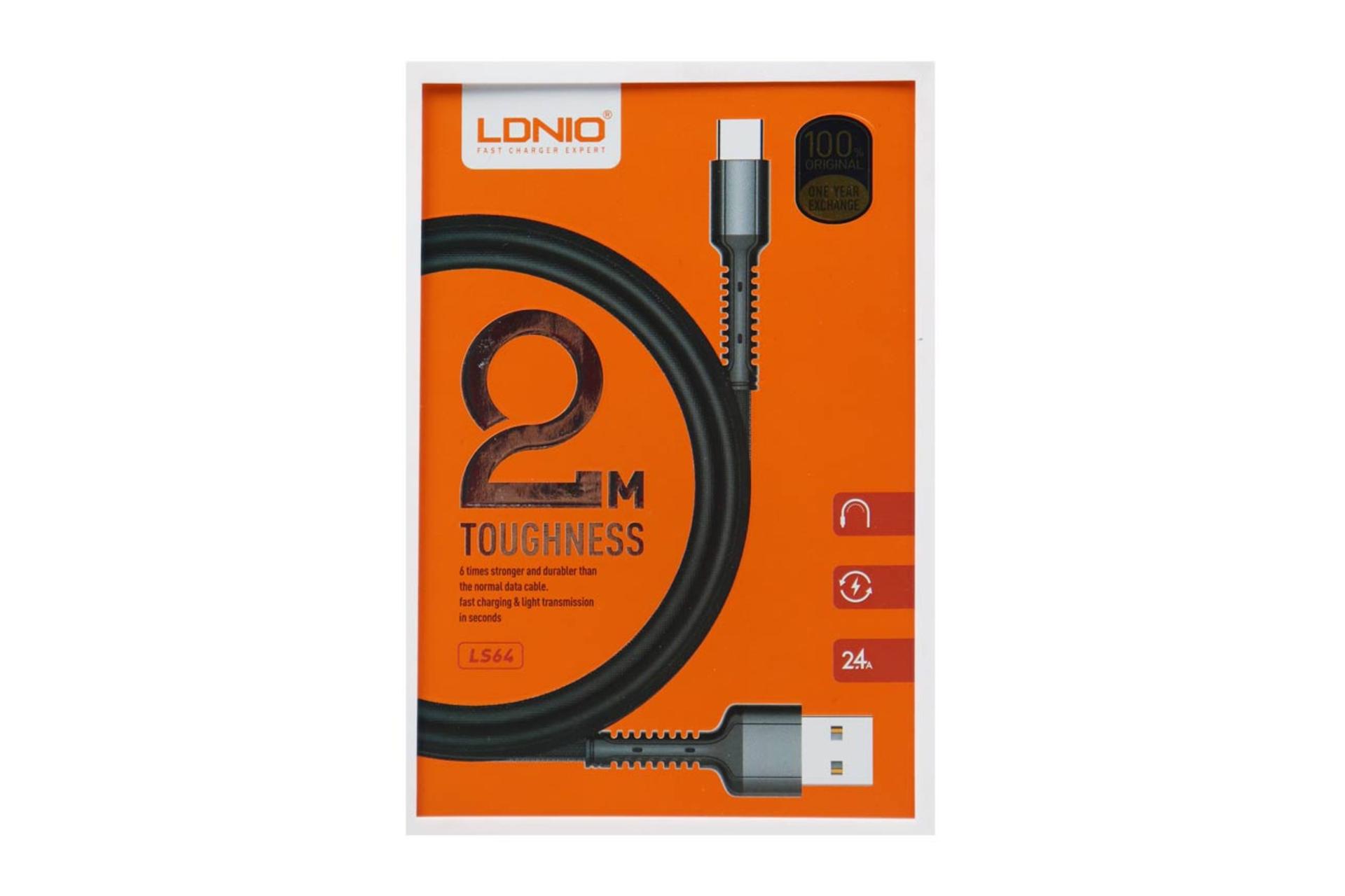 جعبه کابل شارژ USB الدینیو Type-A به Micro-USB مدل LS64 با طول 2 متر