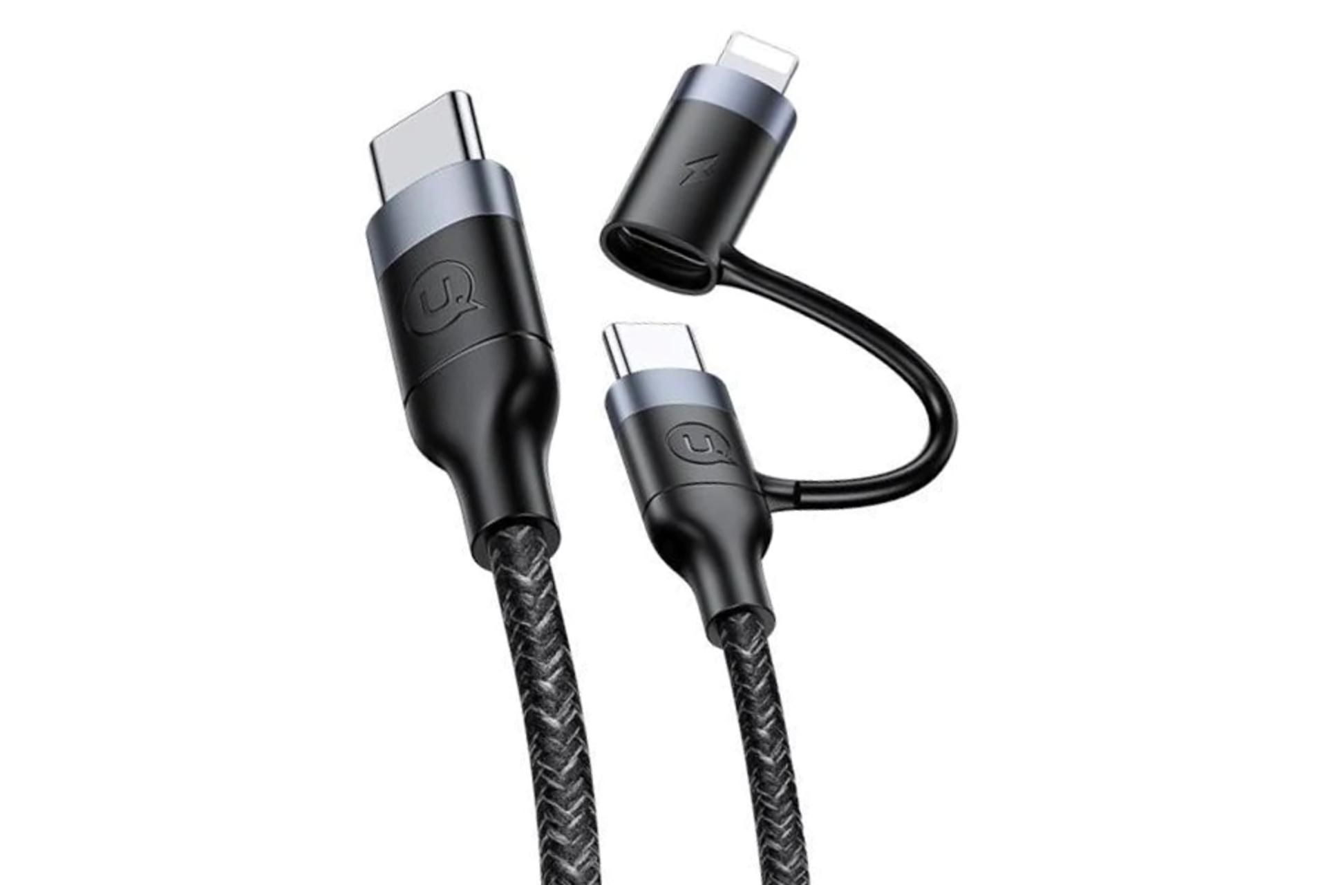 کابل شارژ USB یوسمز Type-C به Type-C+Lightning مدل U31 با طول 1.2 متر