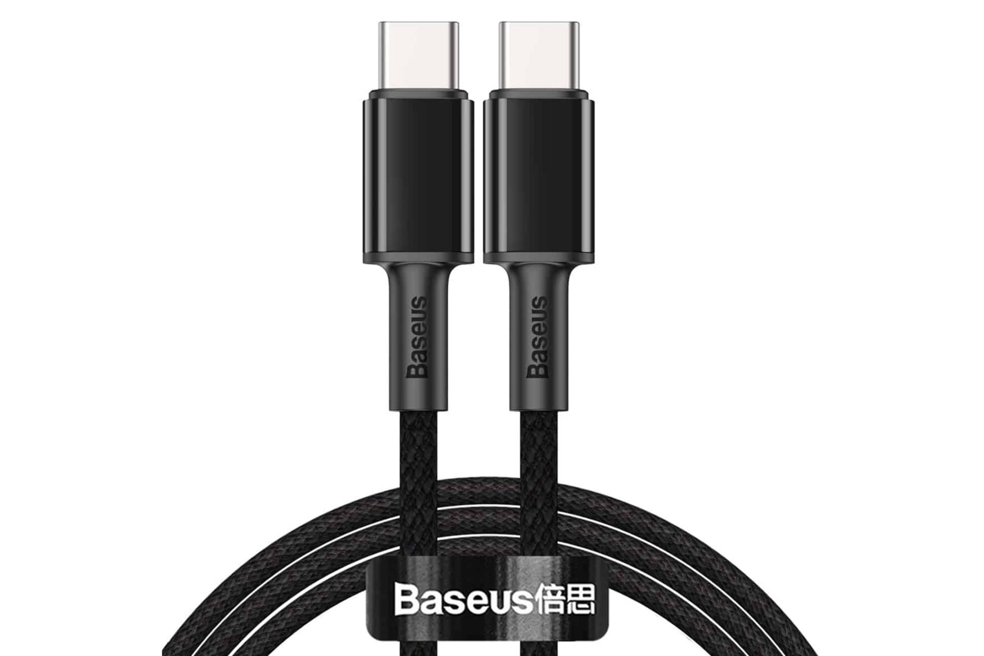 کابل شارژ USB باسئوس Type-C به Type-C مدل High Density Braided 100w با طول 2 متر مشکی