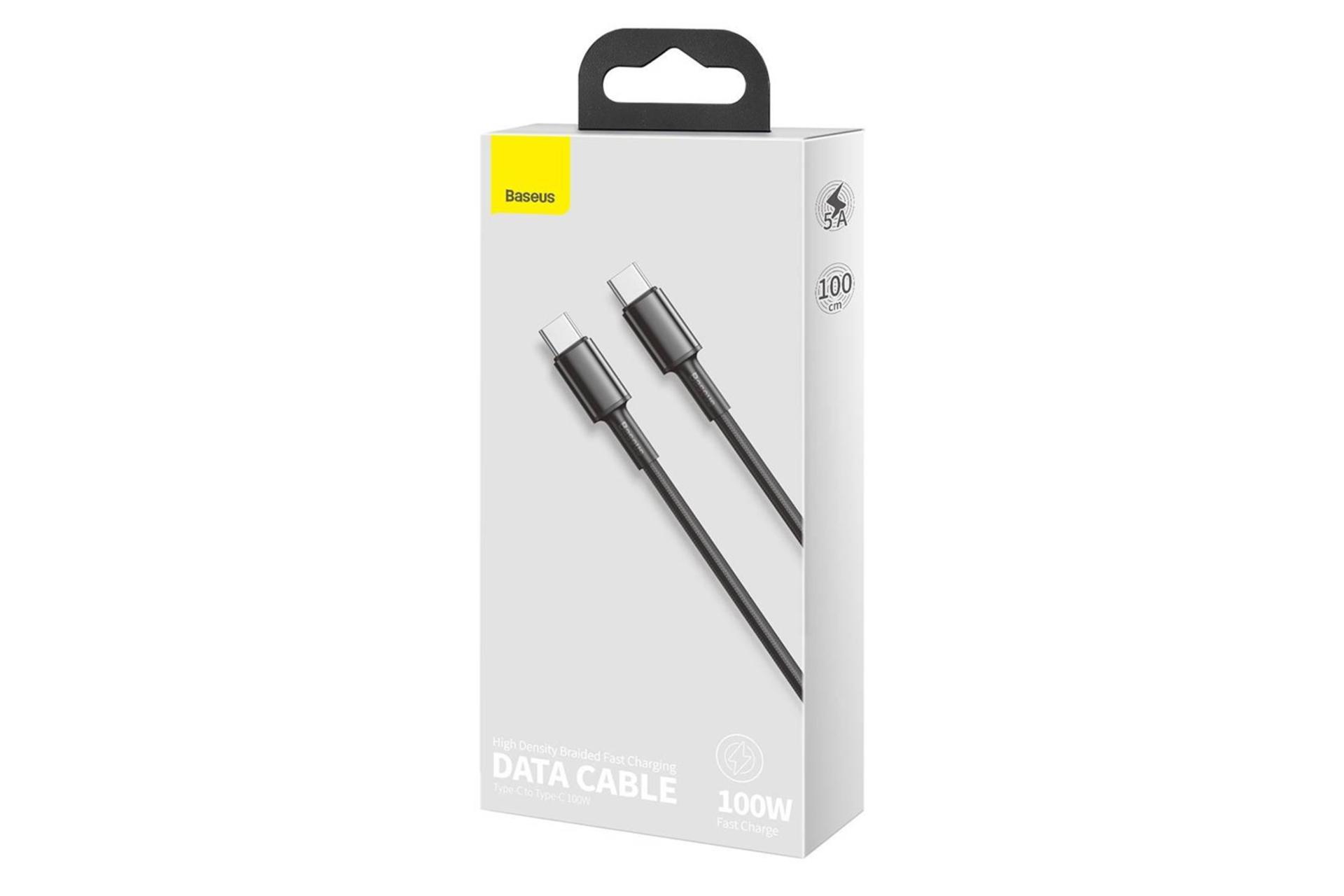 جعبه کابل شارژ USB باسئوس Type-C به Type-C مدل High Density Braided 100w با طول 2 متر
