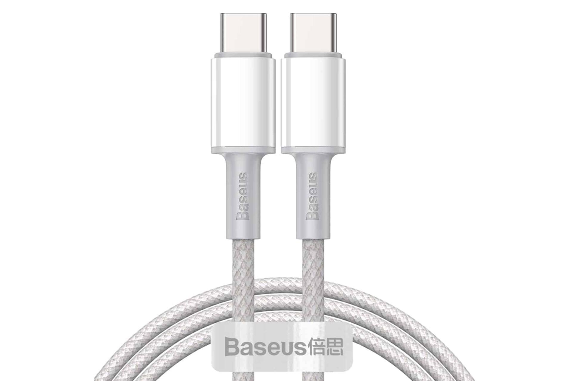 کانکتور کابل شارژ USB باسئوس Type-C به Type-C مدل High Density Braided 100w با طول 2 متر