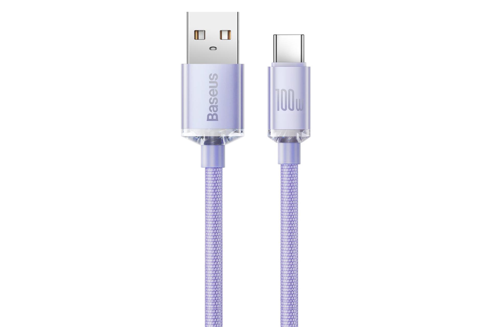 کابل شارژ USB باسئوس USB به Type-C مدل Crystal Shine با طول 1.2 متر بنفش