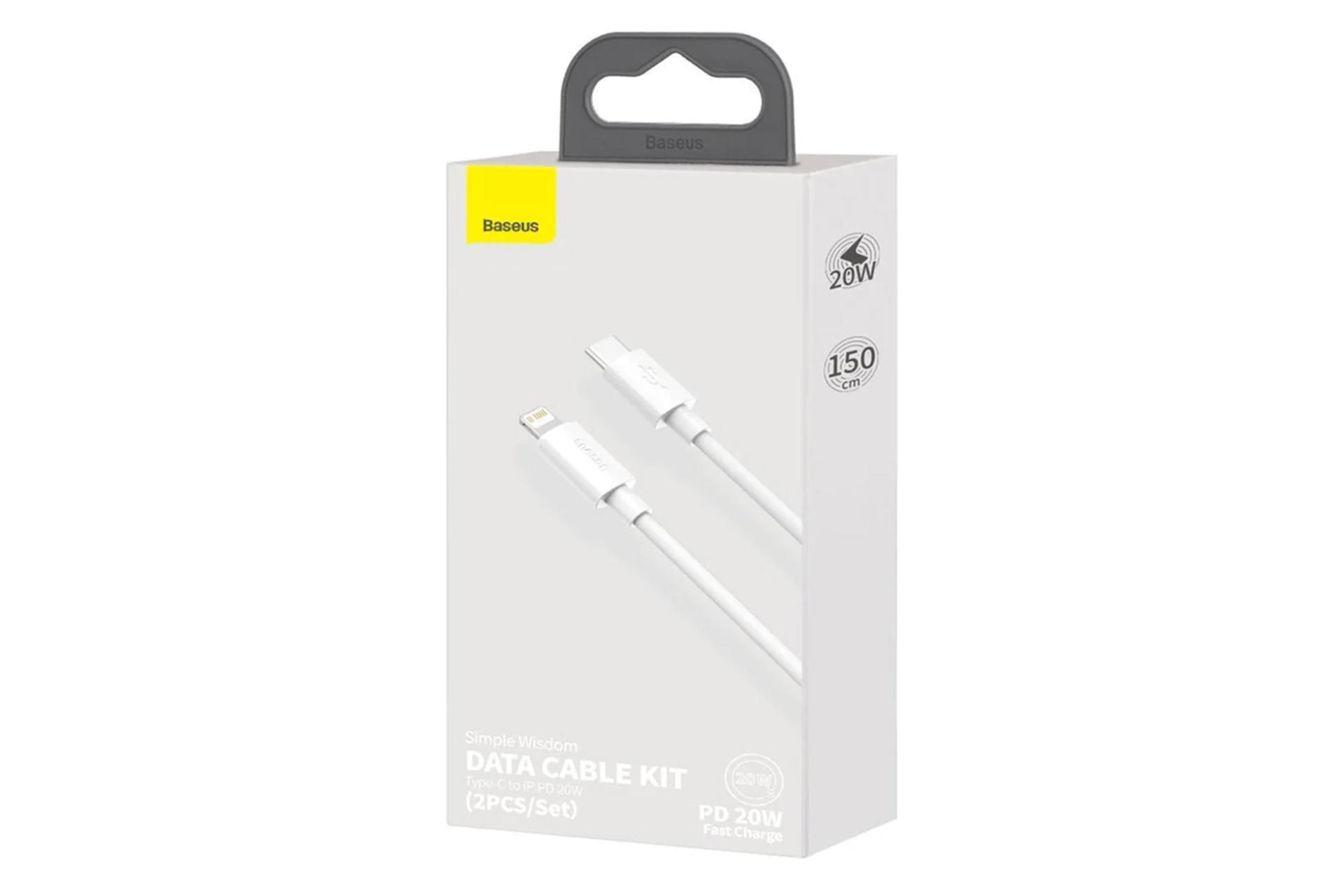 جعبه کابل شارژ USB باسئوس Type-C به Lightning مدل Simple Wisdom با طول 1.5 متر