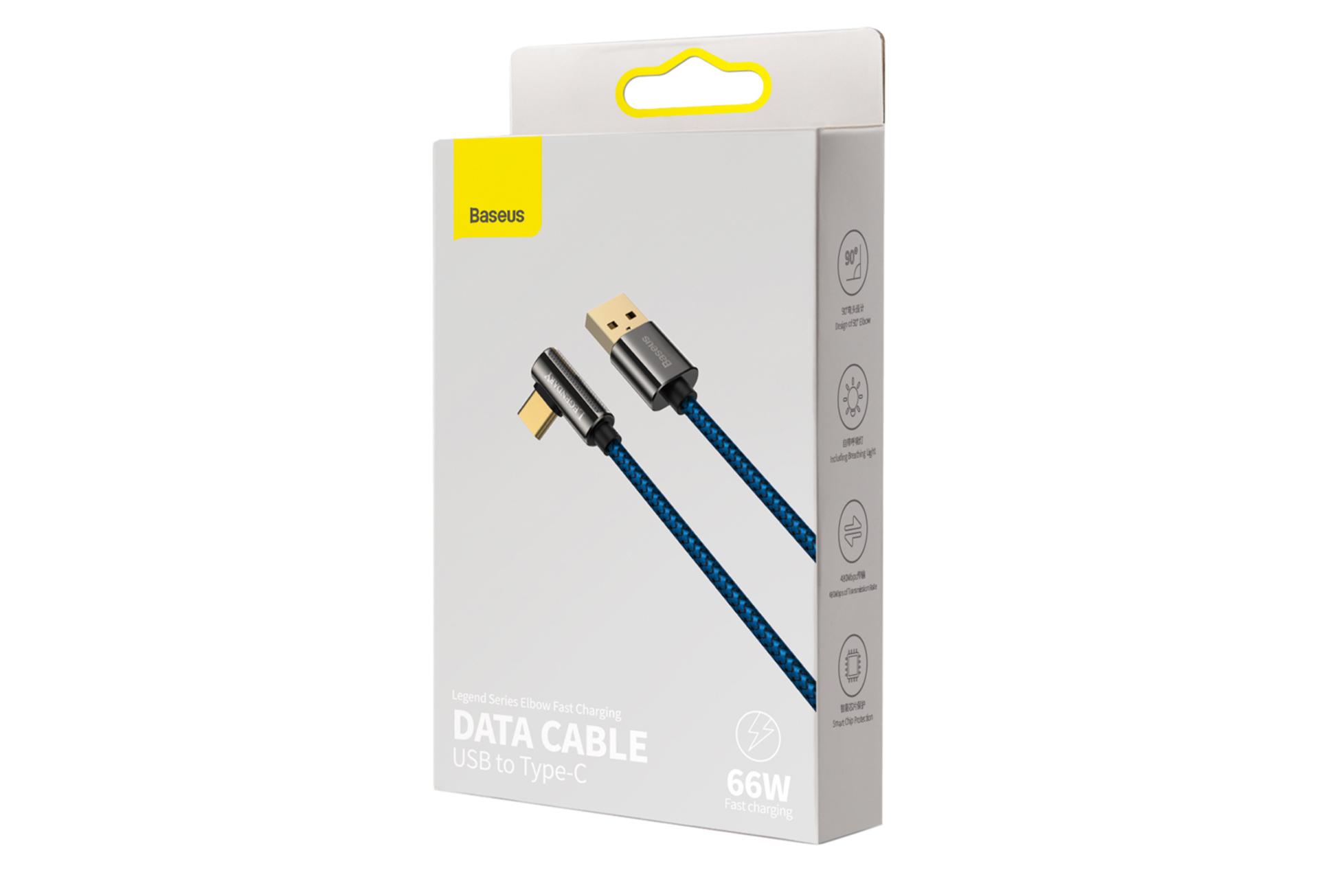 جعبه کابل شارژ USB باسئوس USB به Type-C مدل Legend 66w با طول 1 متر