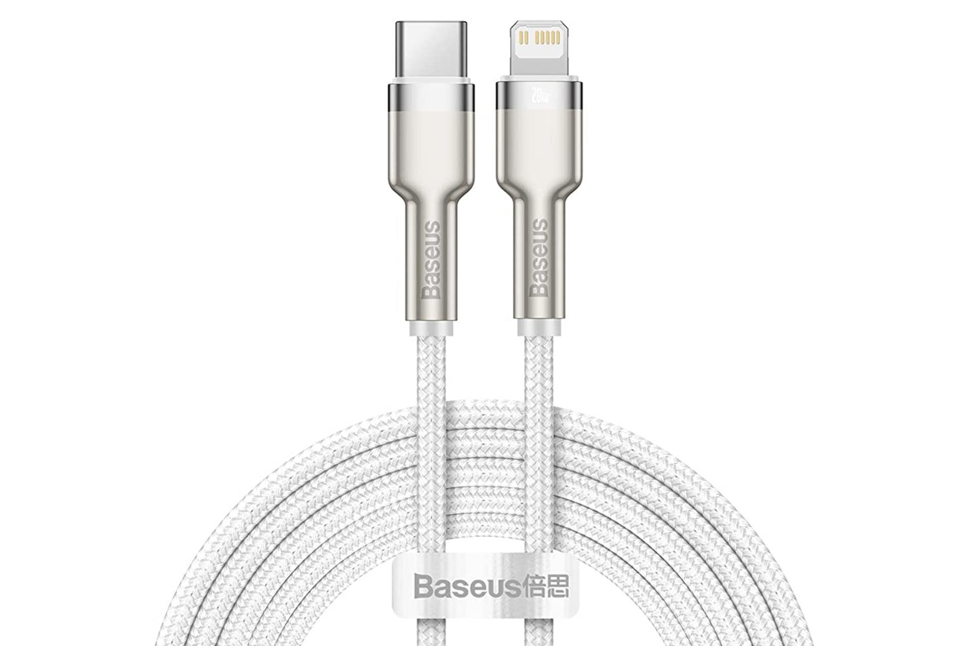 کابل شارژ USB باسئوس Type-C به Lightning مدل Cafule Metal با طول 2 متر سفید