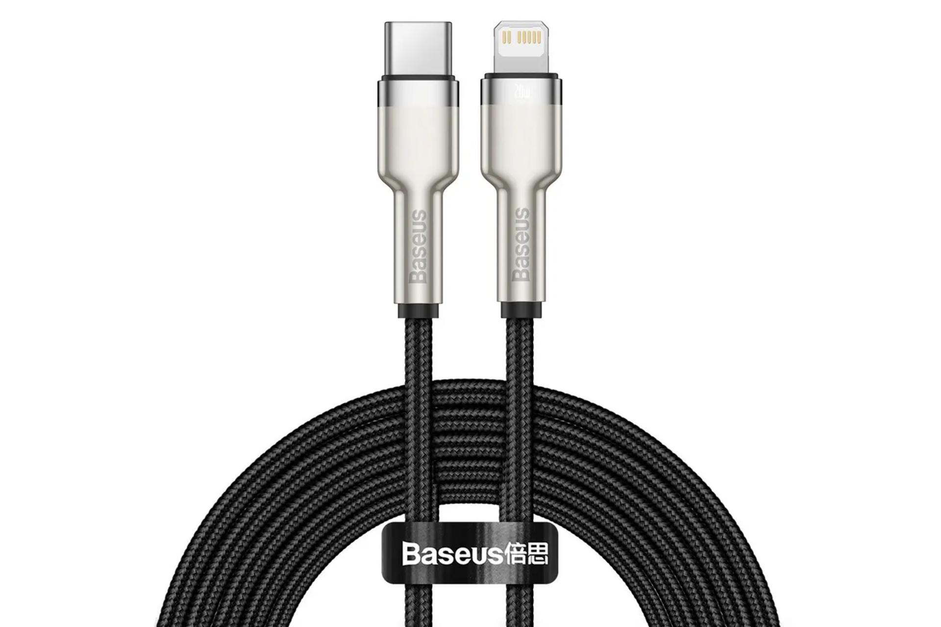 کابل شارژ USB باسئوس Type-C به Lightning مدل Cafule Metal با طول 2 متر مشکی