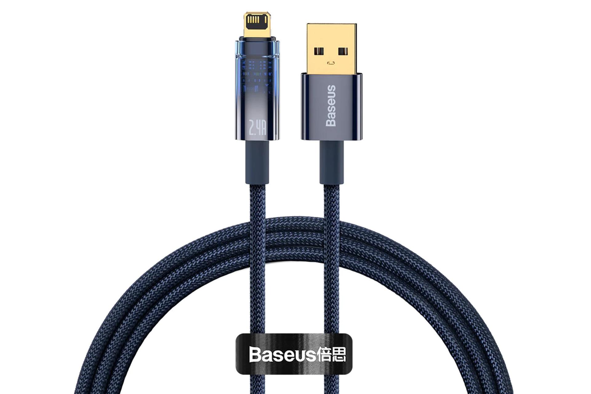 کابل شارژ USB باسئوس USB به Lightning مدل Explorer با طول 1 متر آبی