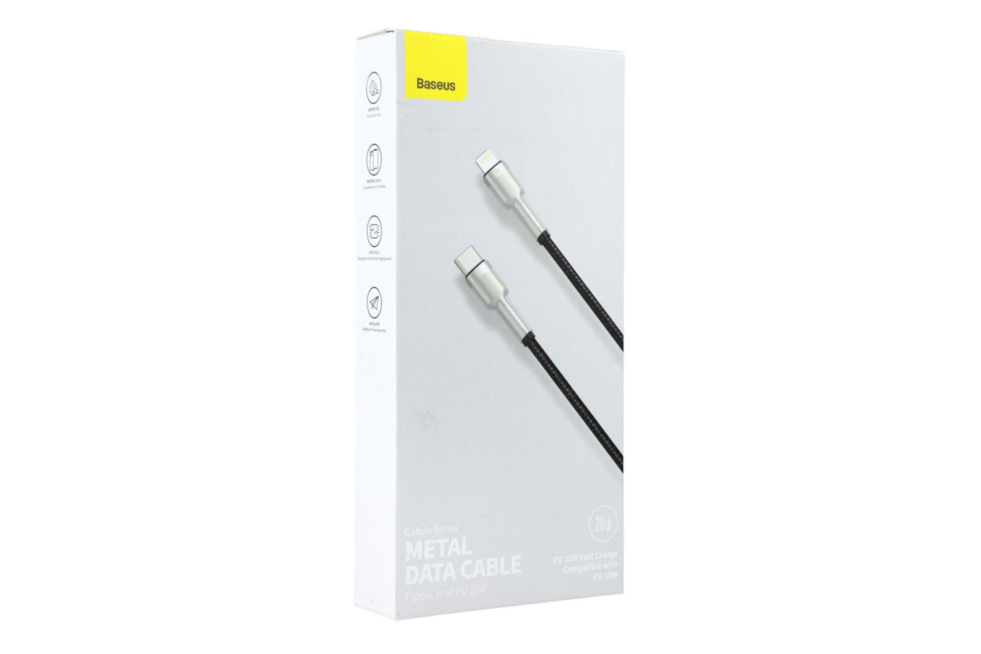 جعبه کابل شارژ USB باسئوس Type-C به Lightning مدل Cafule Metal با طول 2 متر