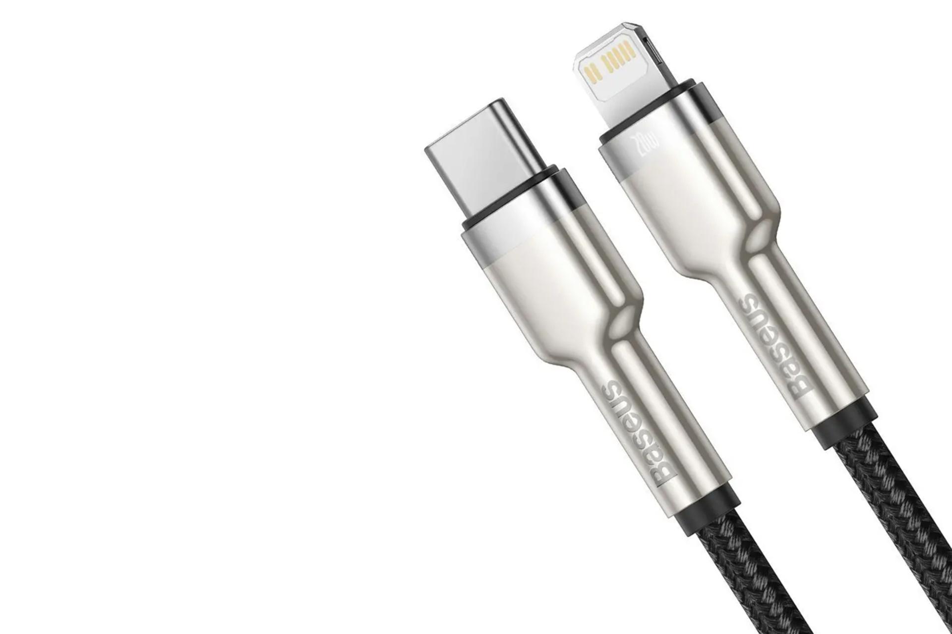 کانکتور کابل شارژ USB باسئوس Type-C به Lightning مدل Cafule Metal با طول 2 متر