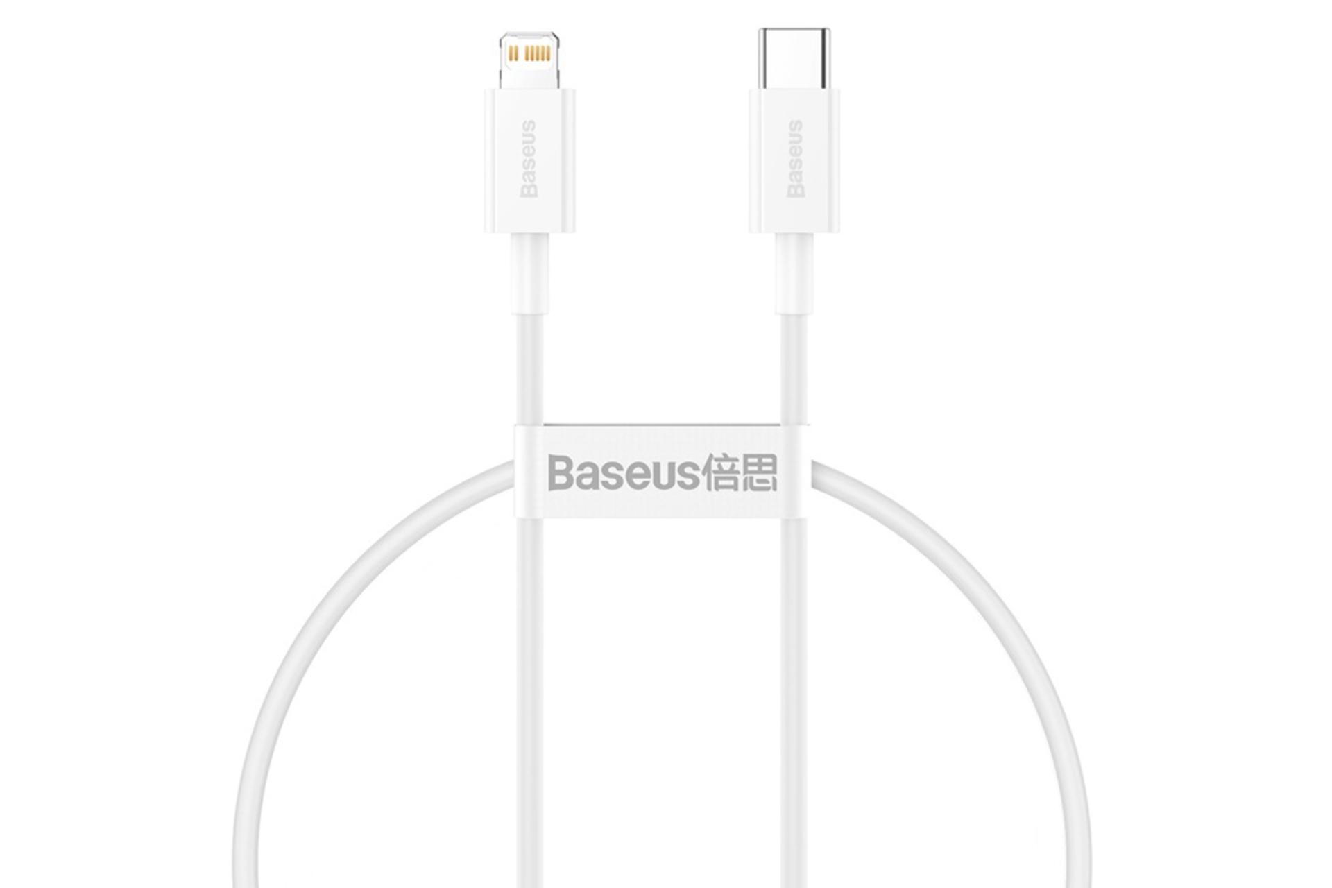 کابل شارژ USB باسئوس Type-C به Lightning مدل Superior با طول 1.5 متر سفید