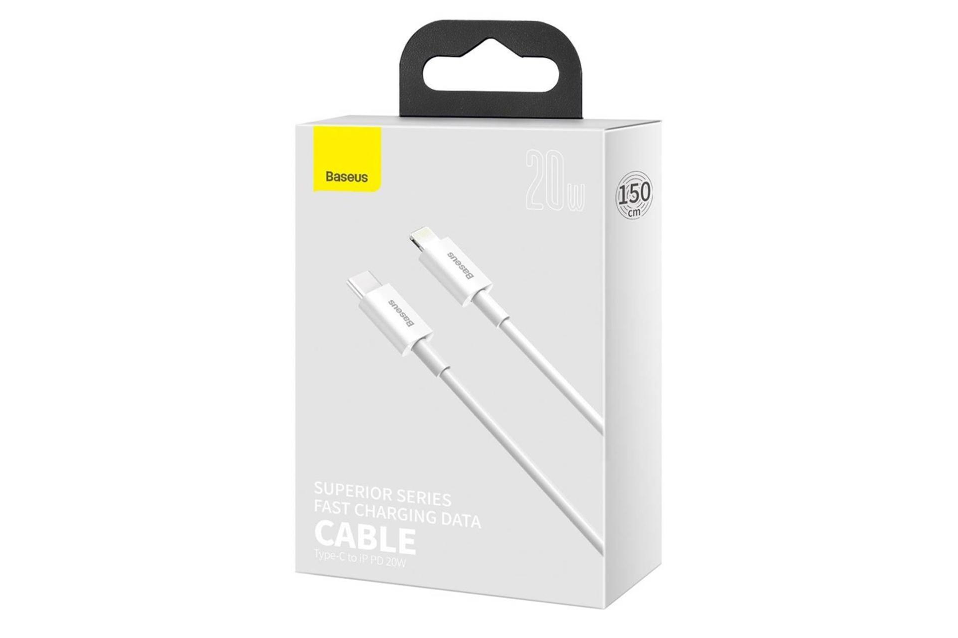 جعبه کابل شارژ USB باسئوس Type-C به Lightning مدل Superior با طول 1.5 متر