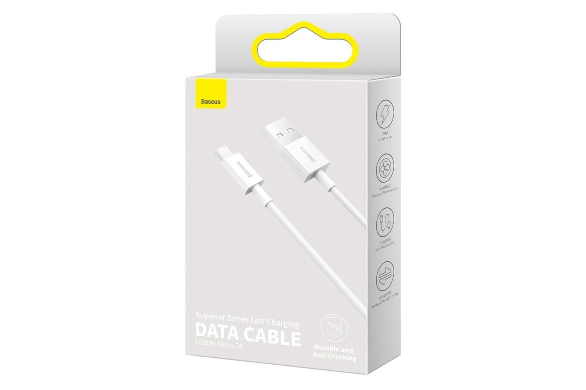 جعبه کابل شارژ USB باسئوس USB به Micro-USB مدل Superior با طول 1 متر