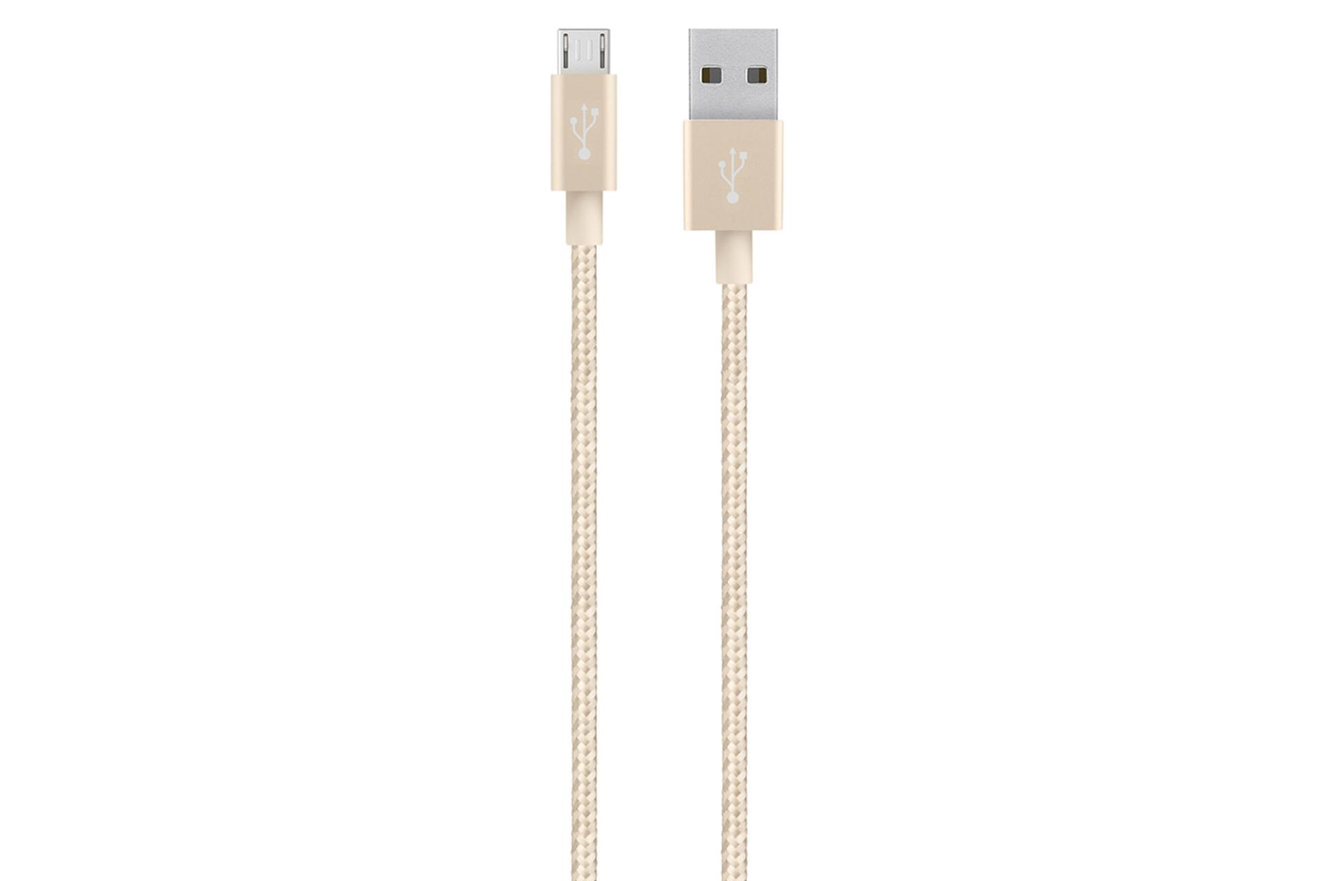 کابل شارژ USB بلکین USB به Micro-USB مدل MIXIT Metallic F2CU021 با طول 1.2 متر طلایی