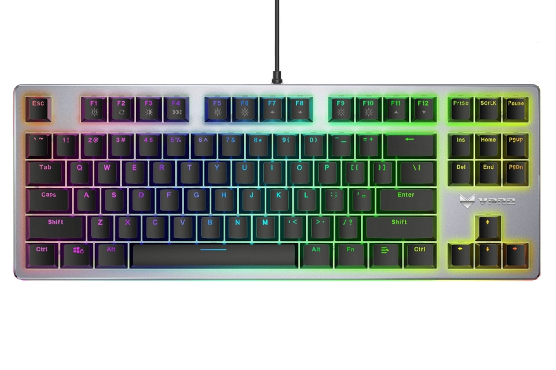 نمای روبرو کیبورد گیمینگ رپو Rapoo V500 RGB