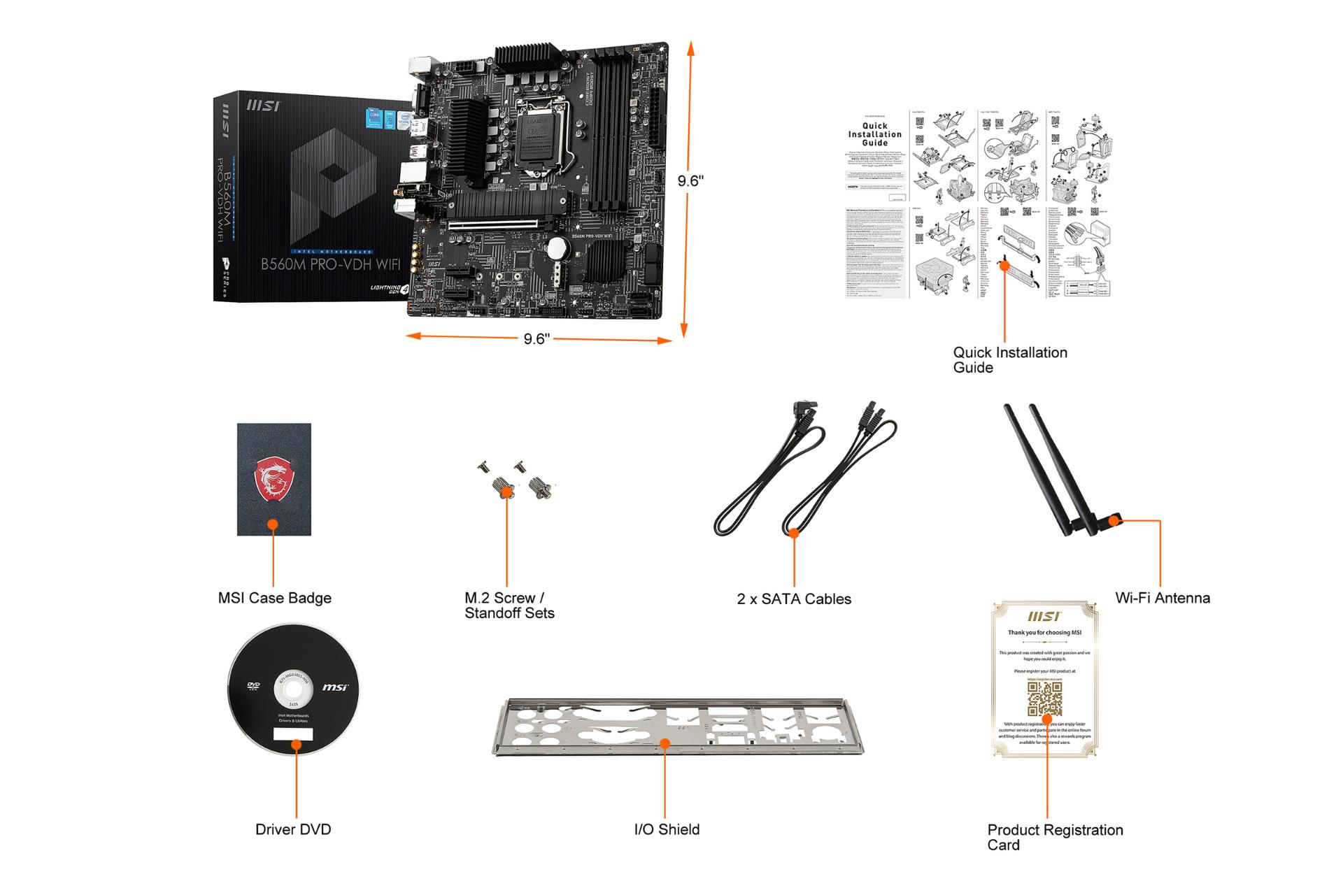 اقلام همراه مادربرد ام اس آی MSI B560M PRO-VDH WIFI