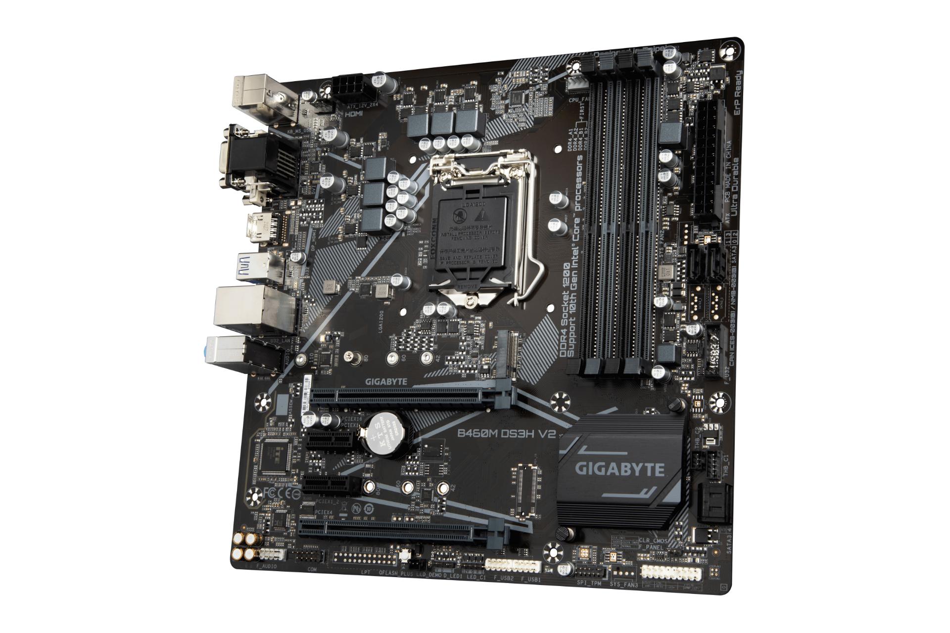 نمای کناری مادربرد گیگابایت GIGABYTE B460M DS3H V2 (rev. 1.0)