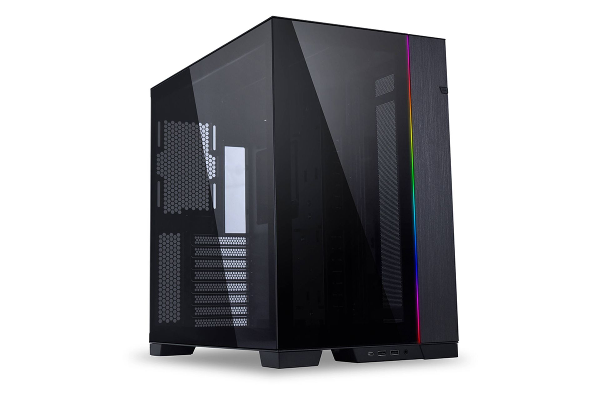 نمای نیم رخ جلو و سمت چپ کیس کامپیوتر لیان لی O11 Dynamic EVO