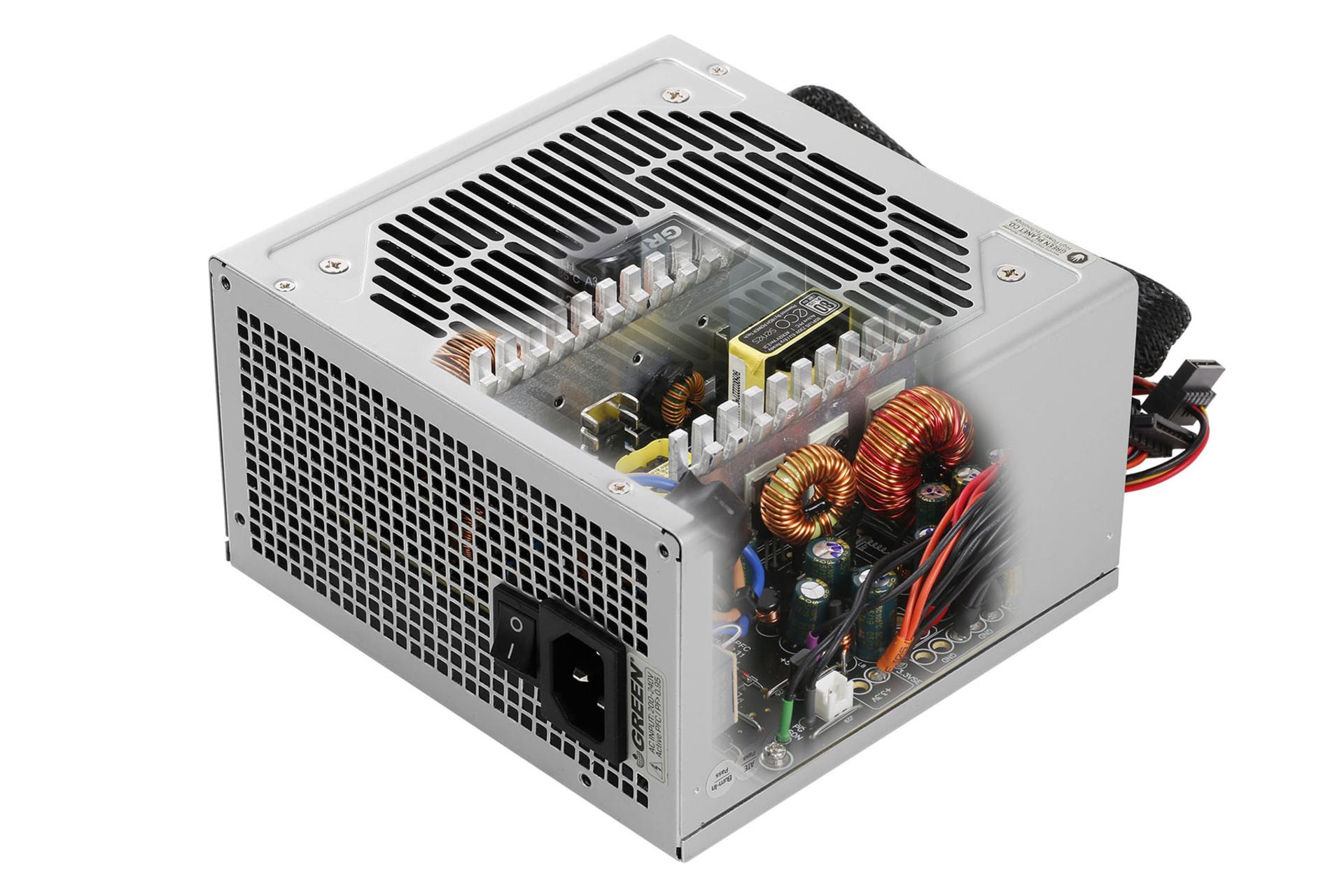 نمای بریده پاور کامپیوتر گرین GP300A-ECO با توان 300 وات