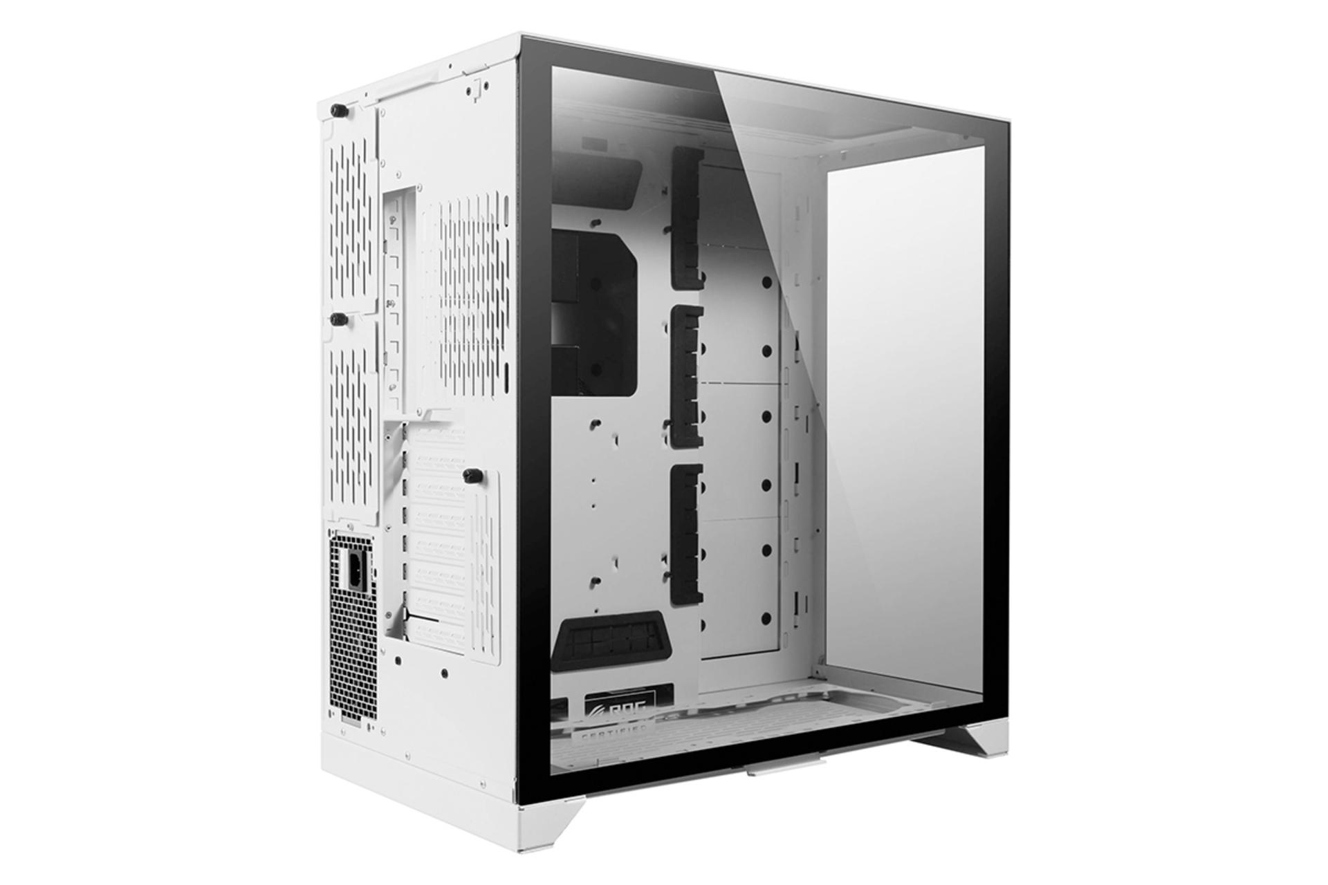 نمای نیم رخ عقب و داخل سمت چپ کیس کامپیوتر لیان لی O11 Dynamic XL