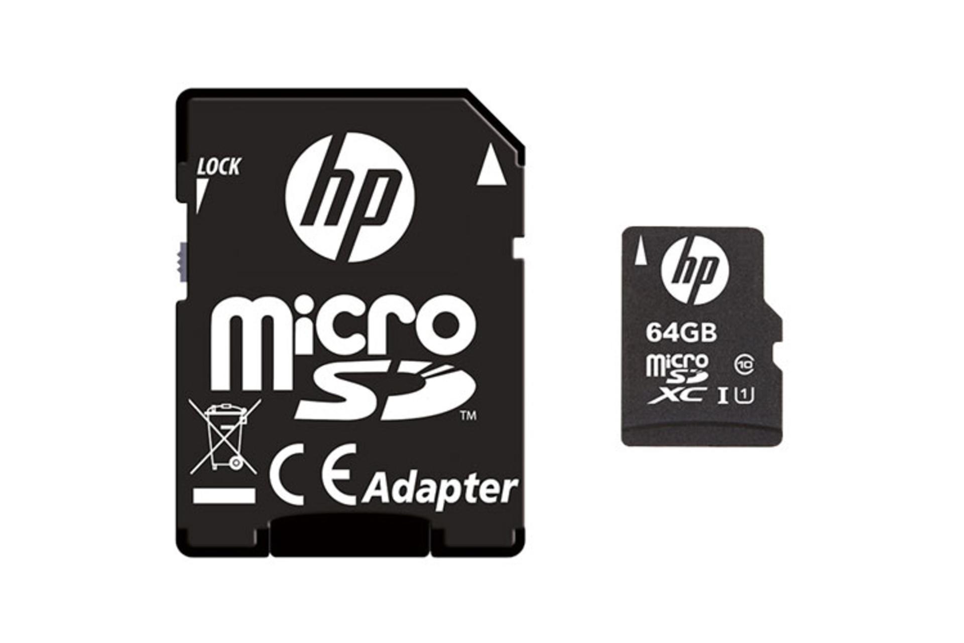  کارت حافظه اچ پی microSDXC با ظرفیت 64 گیگابایت مدل Mi210 همراه آداپتور
