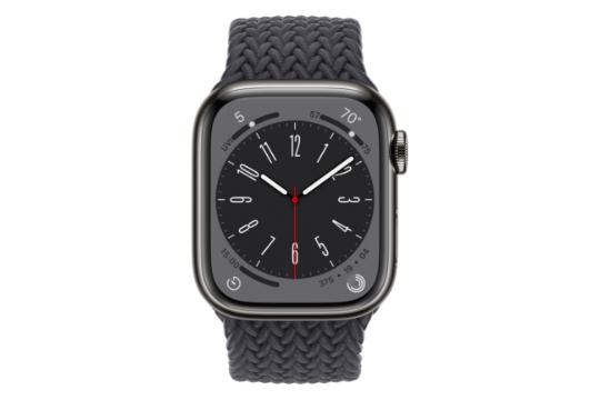 نمای روبرو اپل واچ سری 8 استیل / Apple Watch Series 8 Stainless Steel زغال سنگی