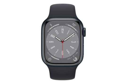 نمای روبرو اپل واچ سری 8 آلومینیوم مدل 41 میلی‌متری / Apple Watch Series 8 41mm Aluminum مشکی