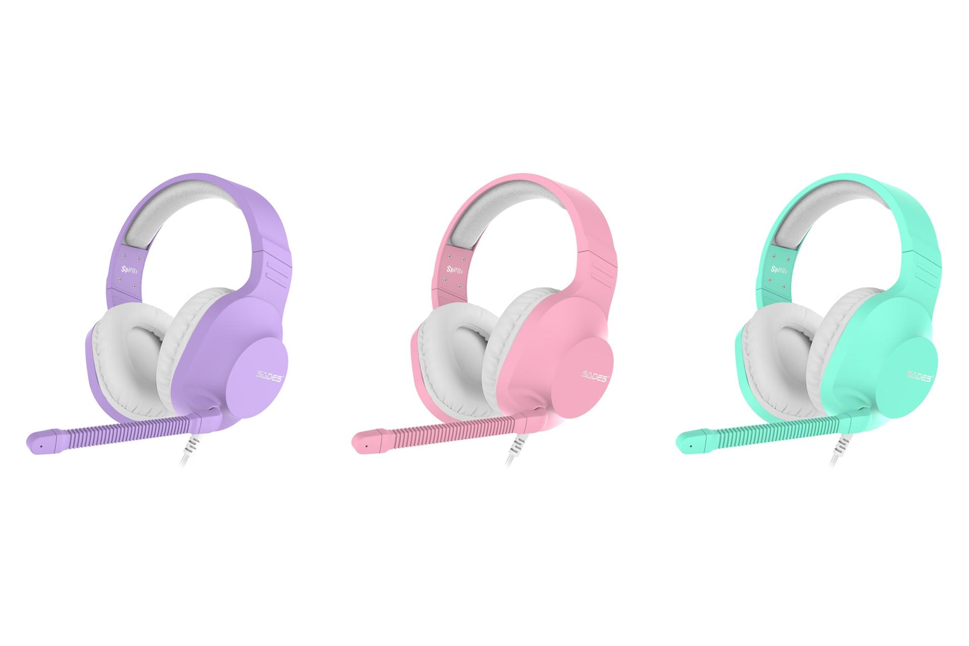 هدست گیمینگ سادس SADES Spirits بنفش صورتی فیروزه ای