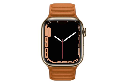 نمای روبرو اپل واچ سری 7 استیل / Apple Watch Series 7 Stainless Steel طلایی