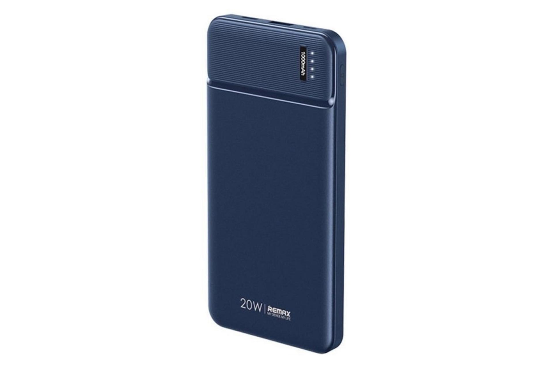 پاور بانک ریمکس RPP-287 Pure Series با ظرفیت 10000 میلی‌آمپر ساعت آبی