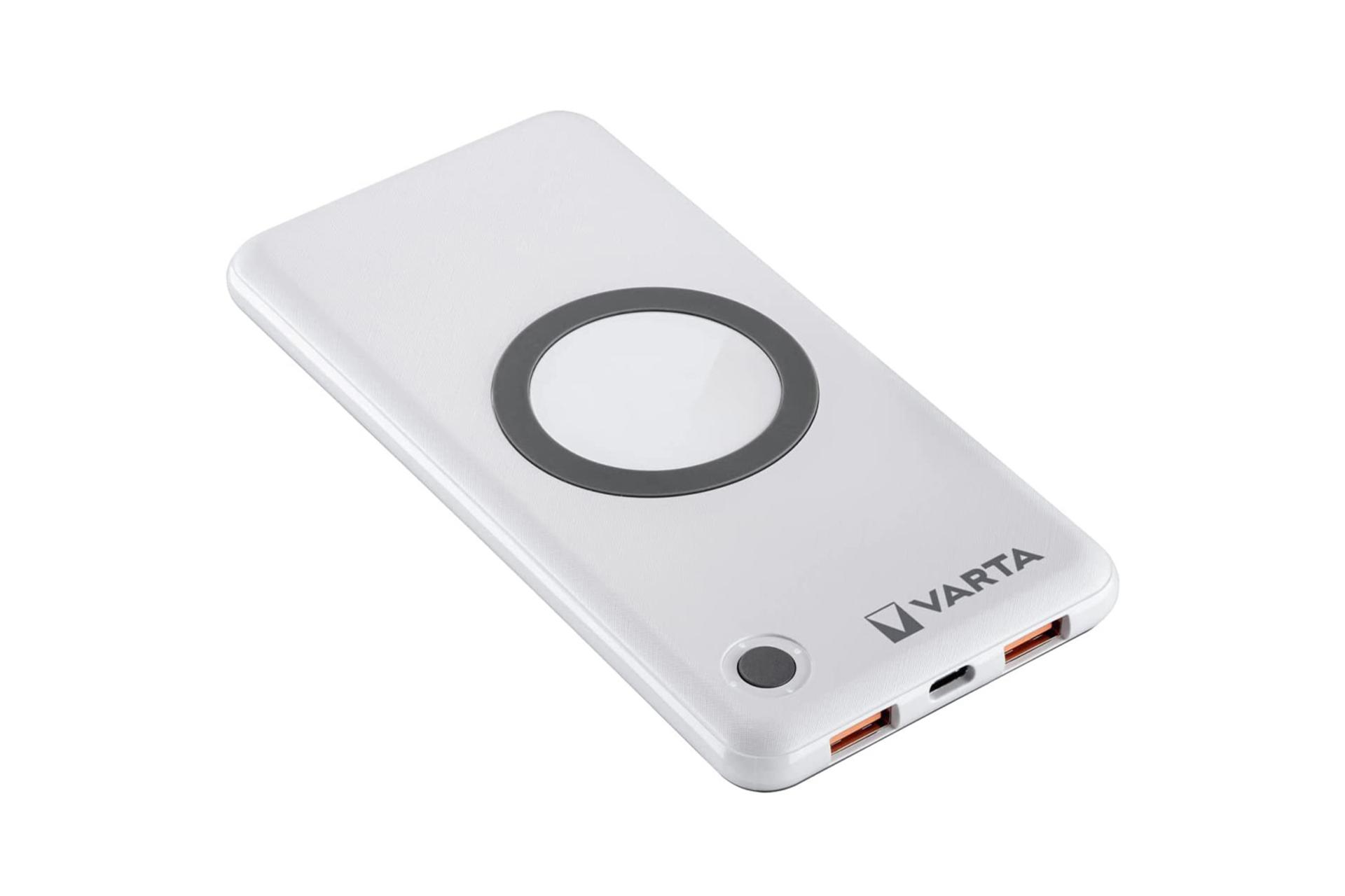 نمای جانبی پاور بانک وارتا Wireless Power Bank با ظرفیت 10000 میلی‌آمپر ساعت