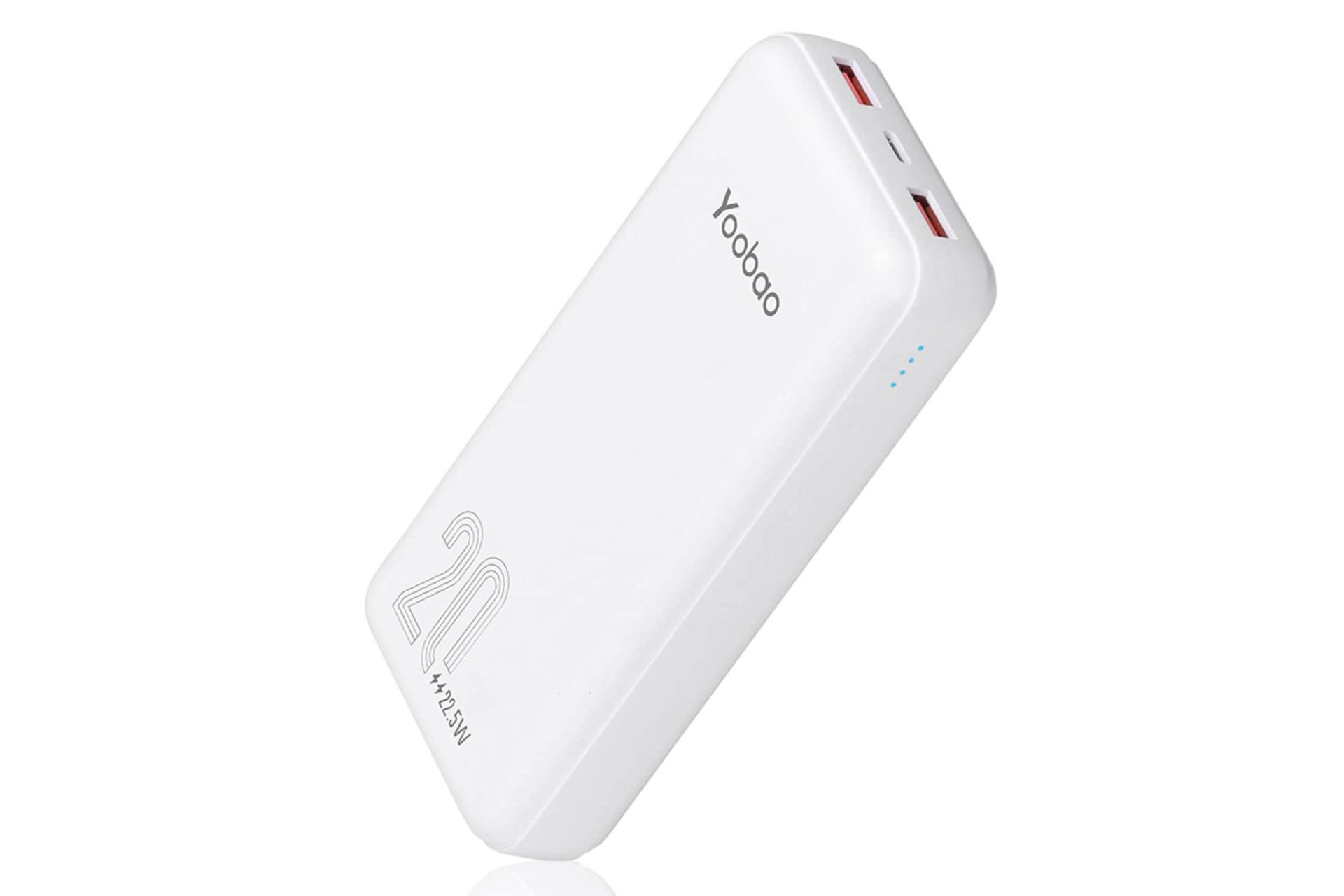 نمای جانبی پاور بانک یوبائو D20Q با ظرفیت 20000 میلی‌آمپر ساعت